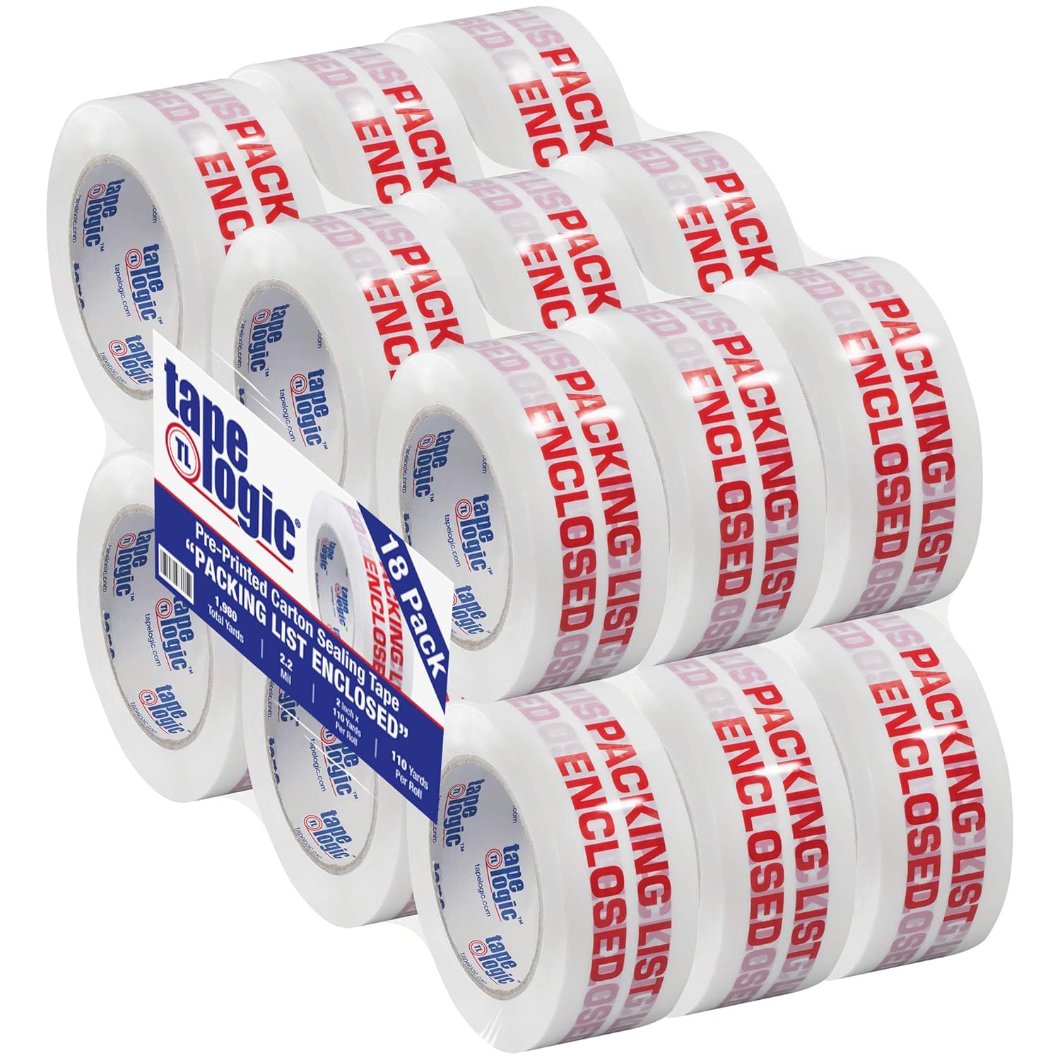 Aviditi Tape Logic 2 Inch x 110 Yard 2.2 Mil Red/White, Heavy Duty Packing Tape, "Stop If Seal is Broken" 6 Pack, Perfect for Packing, Shipping, Moving, Home and Office