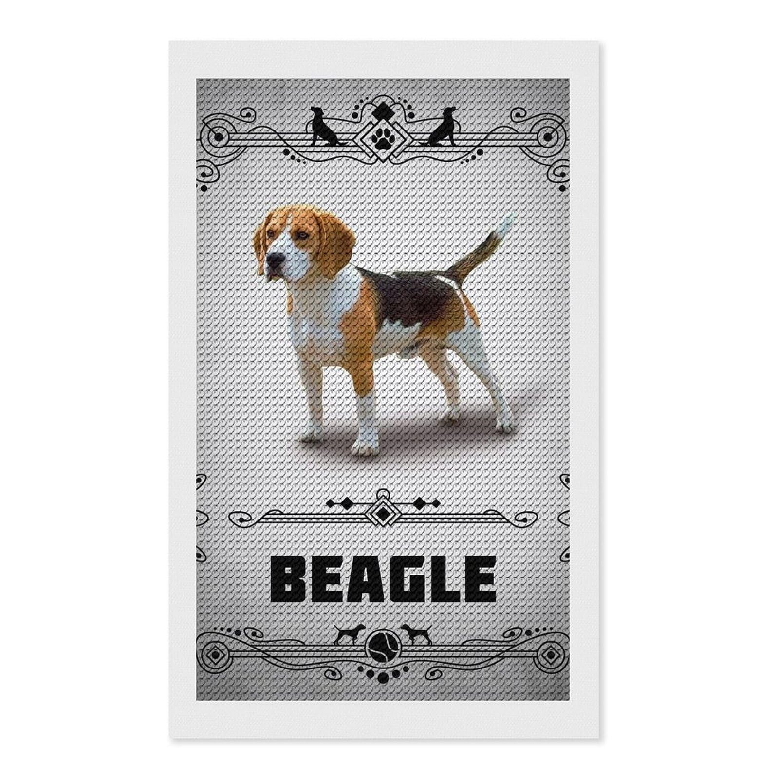 Junmoney Beagle Diamond Painting Canvas Set 12"x20", Easy to Enjoy, Adhesive Canvas, Office Decor, Holiday Gift Idea, with Tool Kit