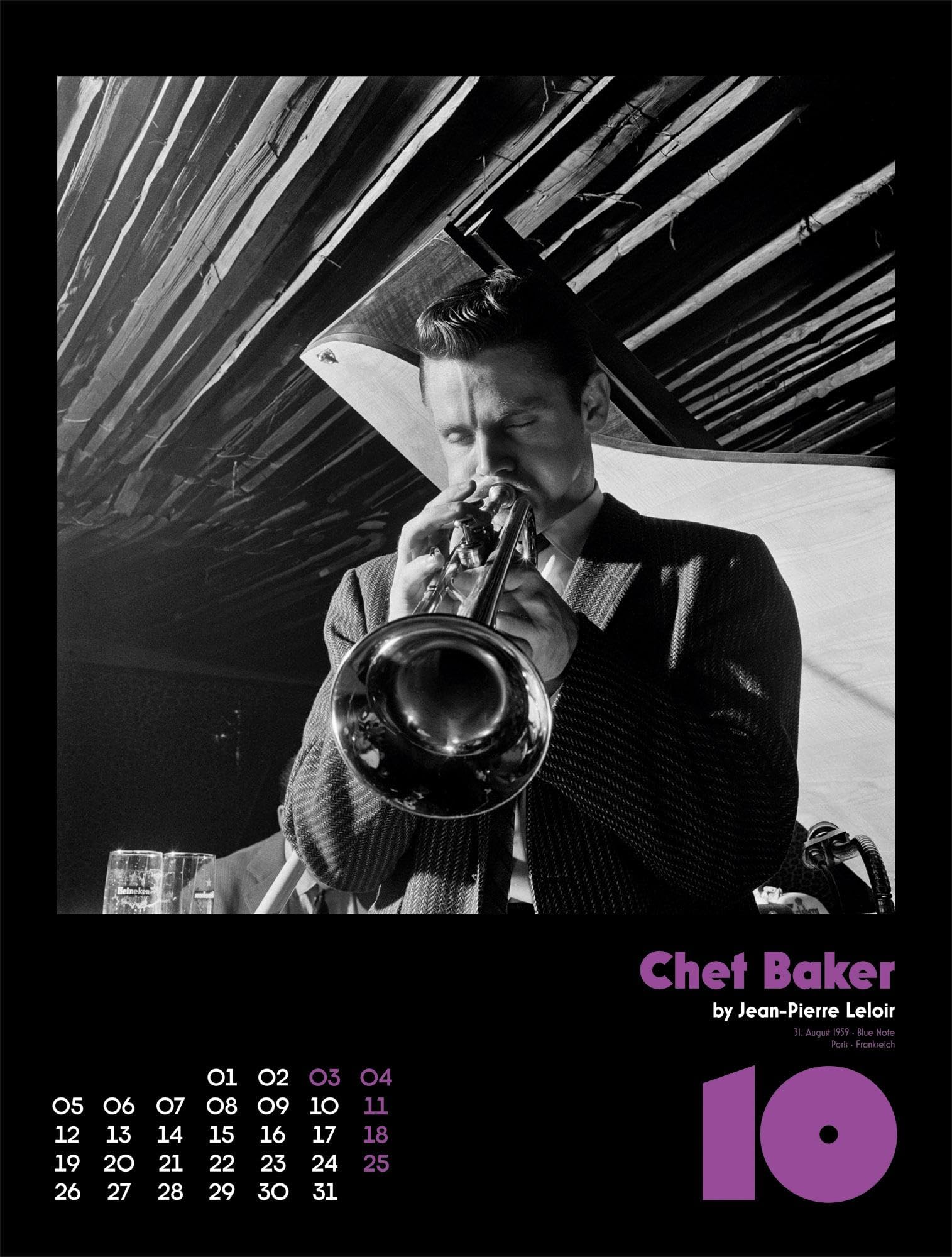 Jazz Kalender 2026 | Stilvoller Musik-Kalender im großen Hochformat (50x66 cm) | Schwarz-weiß-Fotos von Jean-Pierre Leloir für Musikfans