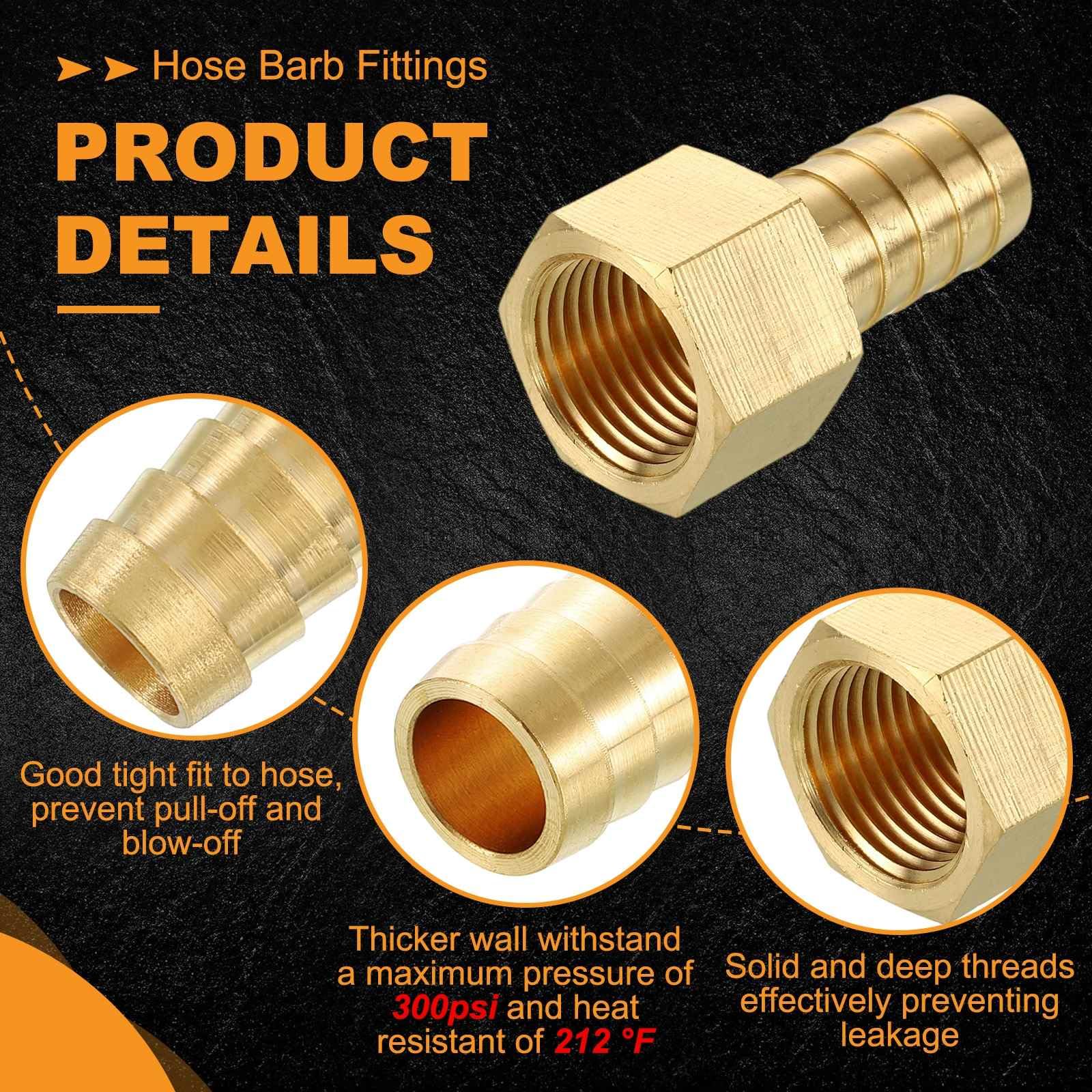 HARFINGTON 10 piezas de 1/2 a 3/8 pulgadas NPT hembra de latón para manguera de metal