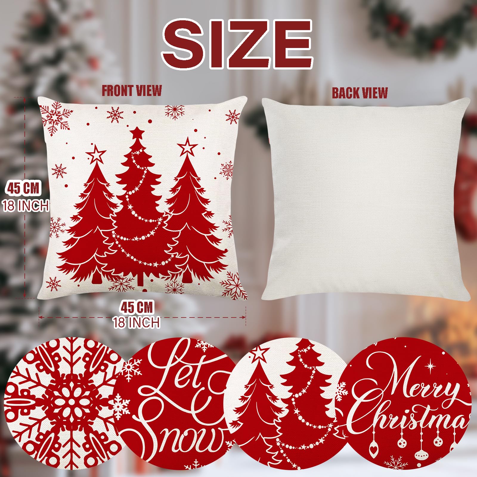 KIKISML Christmas Cushion Covers 18x18 Inch - Image 2