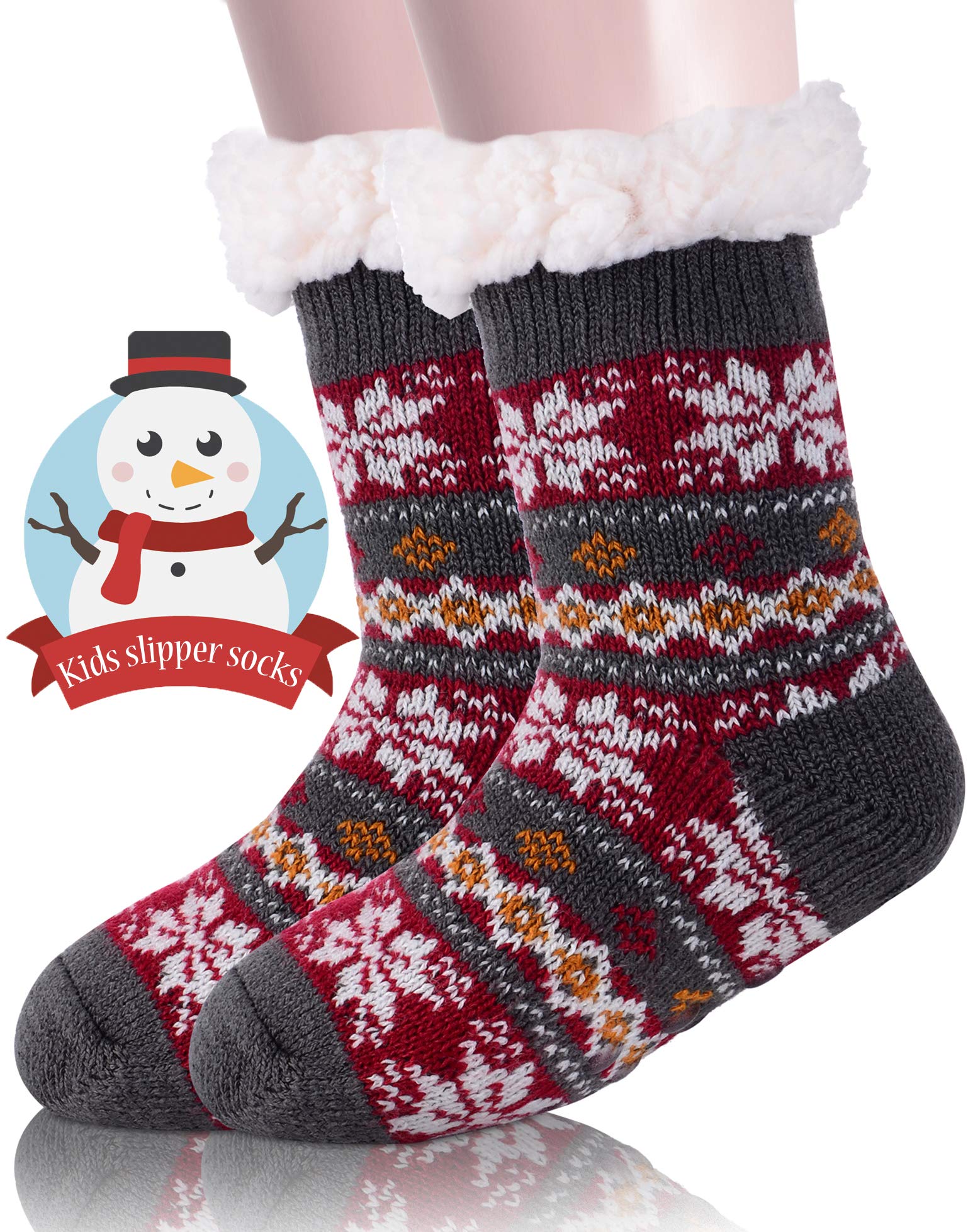 MOGGEI Girls Slipper Fuzzy Socks Kids Boys Fluffy Fleece Lined Warm Plush Sherpa Winter Child Home Socks