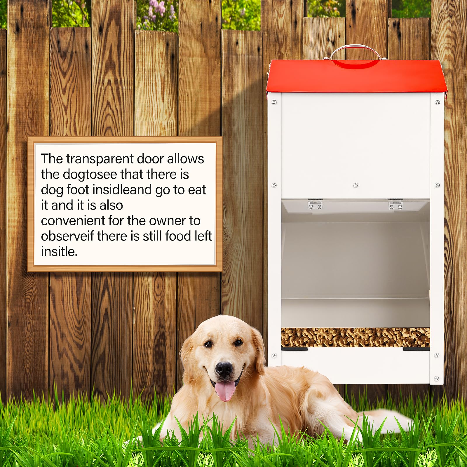 Comedero automático para perros, capacidad de 25 libras, con tapa para proteger la comida, diseño a prueba de roedores, adecuado para uso al aire libre