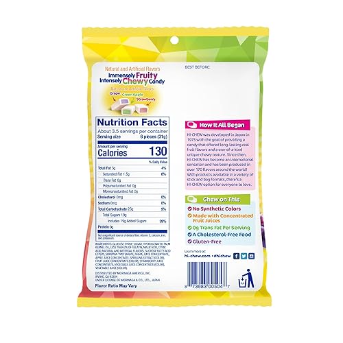 Miniatura 106 de HI-CHEW Mezcla variada a granel, más de 220 piezas, 4 bolsas de pie, combinaciones de frutas tropicales dulces y ácidos, dulces suaves y divertidos