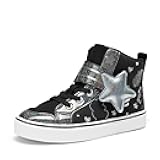 Girls Sneakers High Top Hook and Loop Sparkly Shiny Comfortable Casual Walking Shoes for Toddler/Little/Big Kids