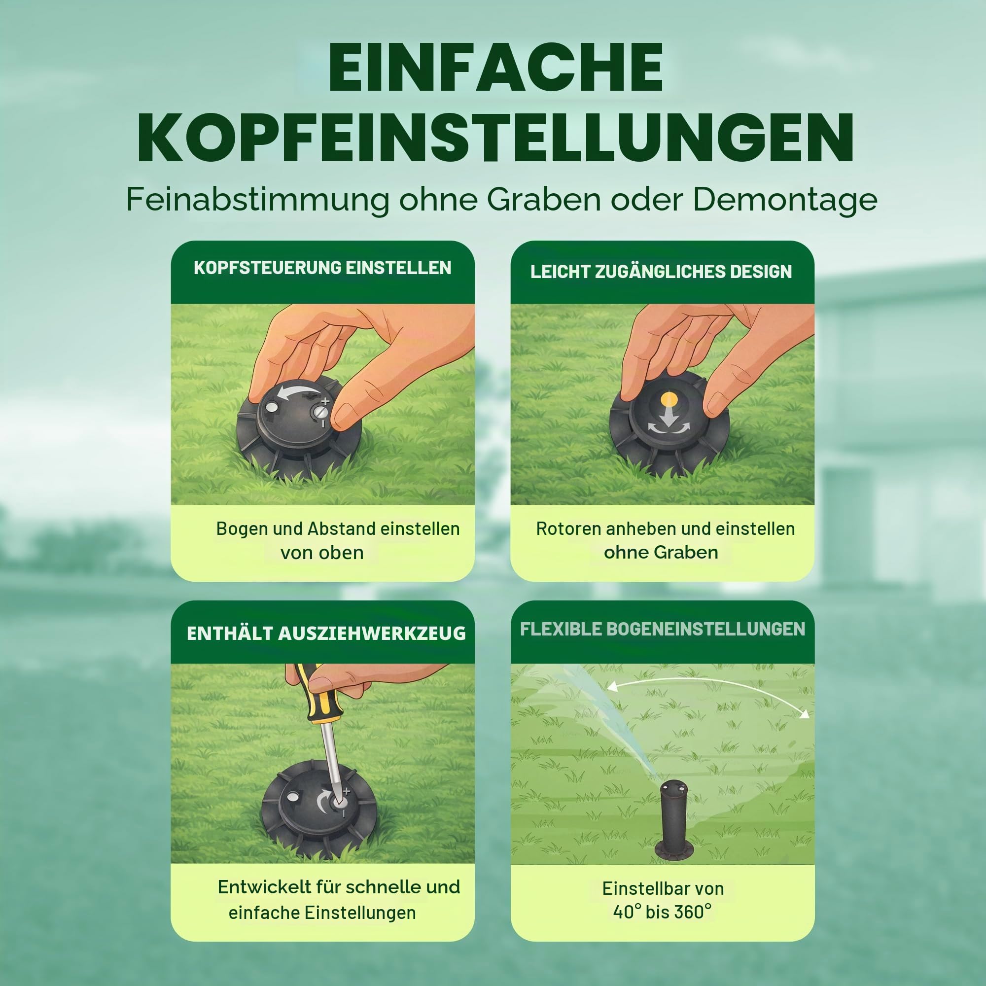 Rain Bird 5000 Serie Rotor-Sprinklerkopf. Modell 5004 PC, verstellbar von 40-360 Grad Teilkreis, 10,2 cm Versenkregner-Bewässerungssystem, 75-150 cm Wassersprühentfernung, 2 Stück (Y54007)
