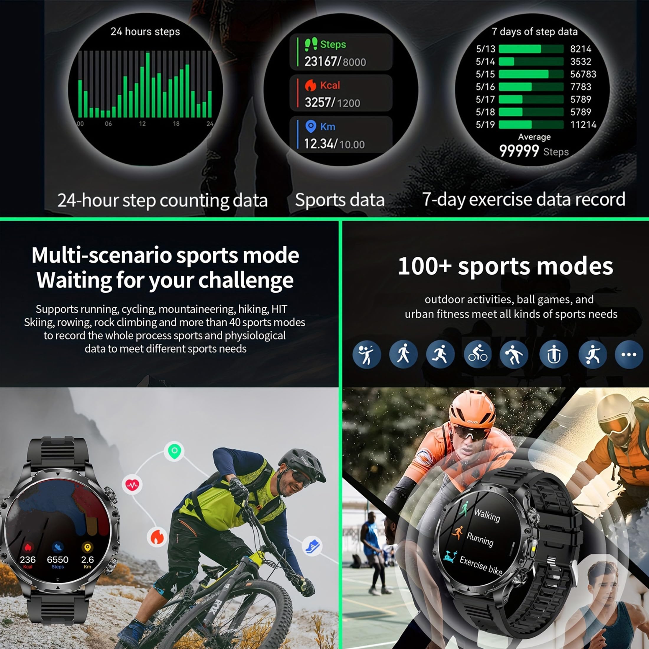 Reloj inteligente AMOLED de 1,85 pulgadas para hombre con función de teléfono, batería de 800 mAh, linterna, reloj inteligente de 5 ATM, rastreador de actividad con 123 modos deportivos