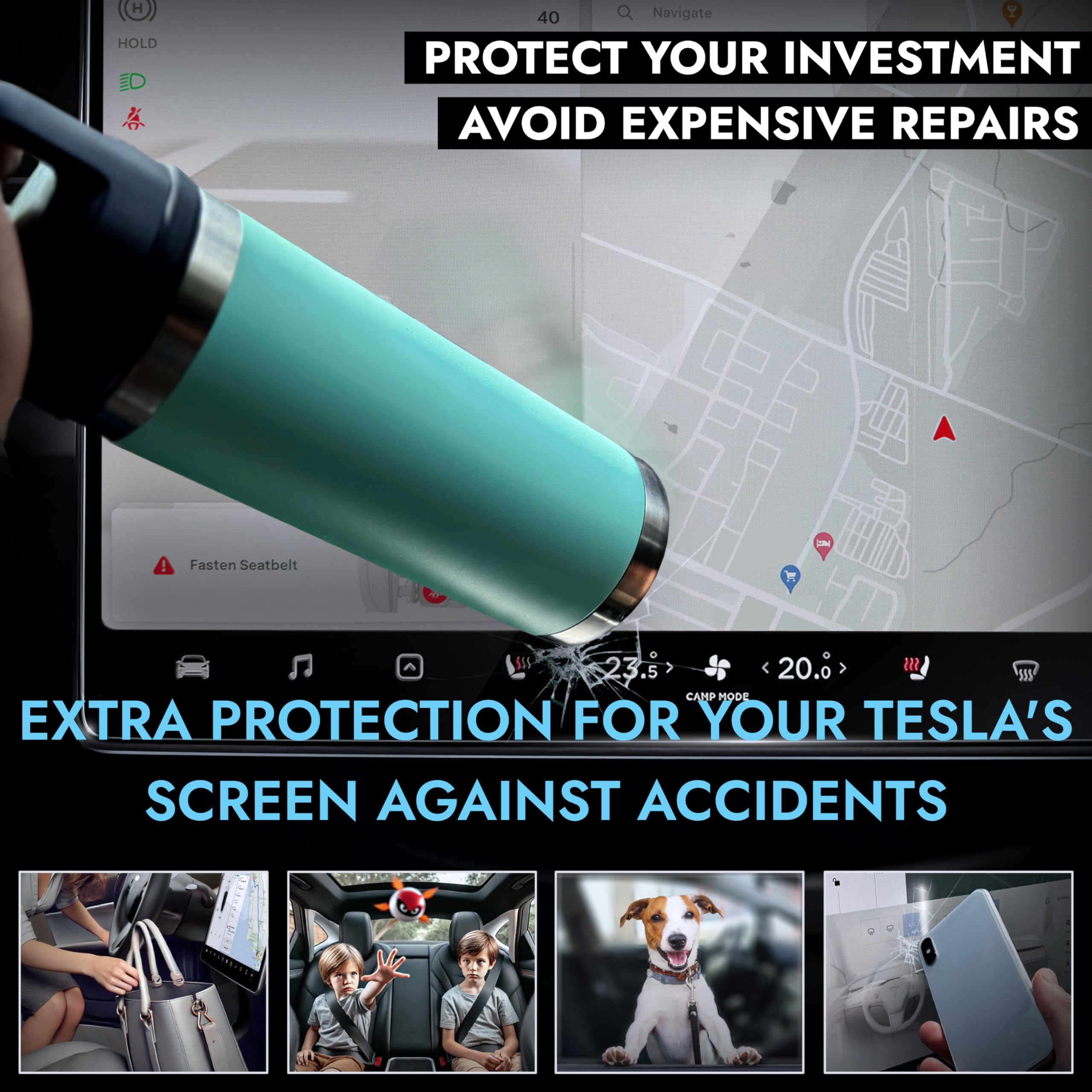 Film Protection écran Verre Trempé Tesla Model S/X (2021-2024) - 17" Et 8" - Dureté 9H, Anti-traces, Kit D'alignement