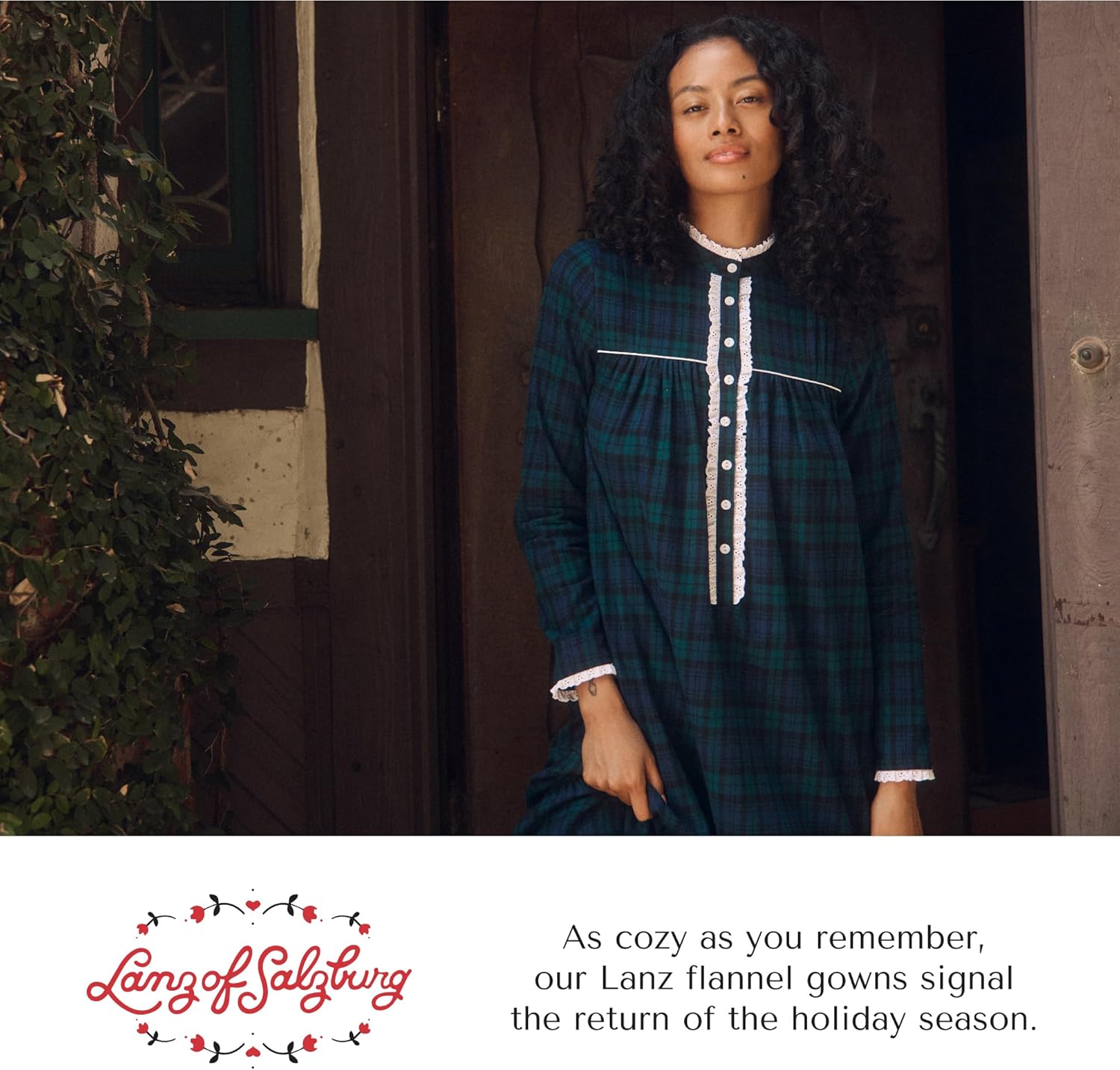 Lanz of Salzburg Sleepwear & Loungewear for Women - 100% Cotton Flannel - Long Sleeve Highneck Soft & Breathable Nightgown - Image 7
