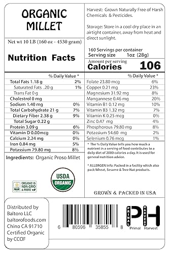 Miniatura 2 de Mijo orgánico cultivado en Estados Unidos, semillas de grano entero sin OMG descascarillado sin gluten crudo a granel