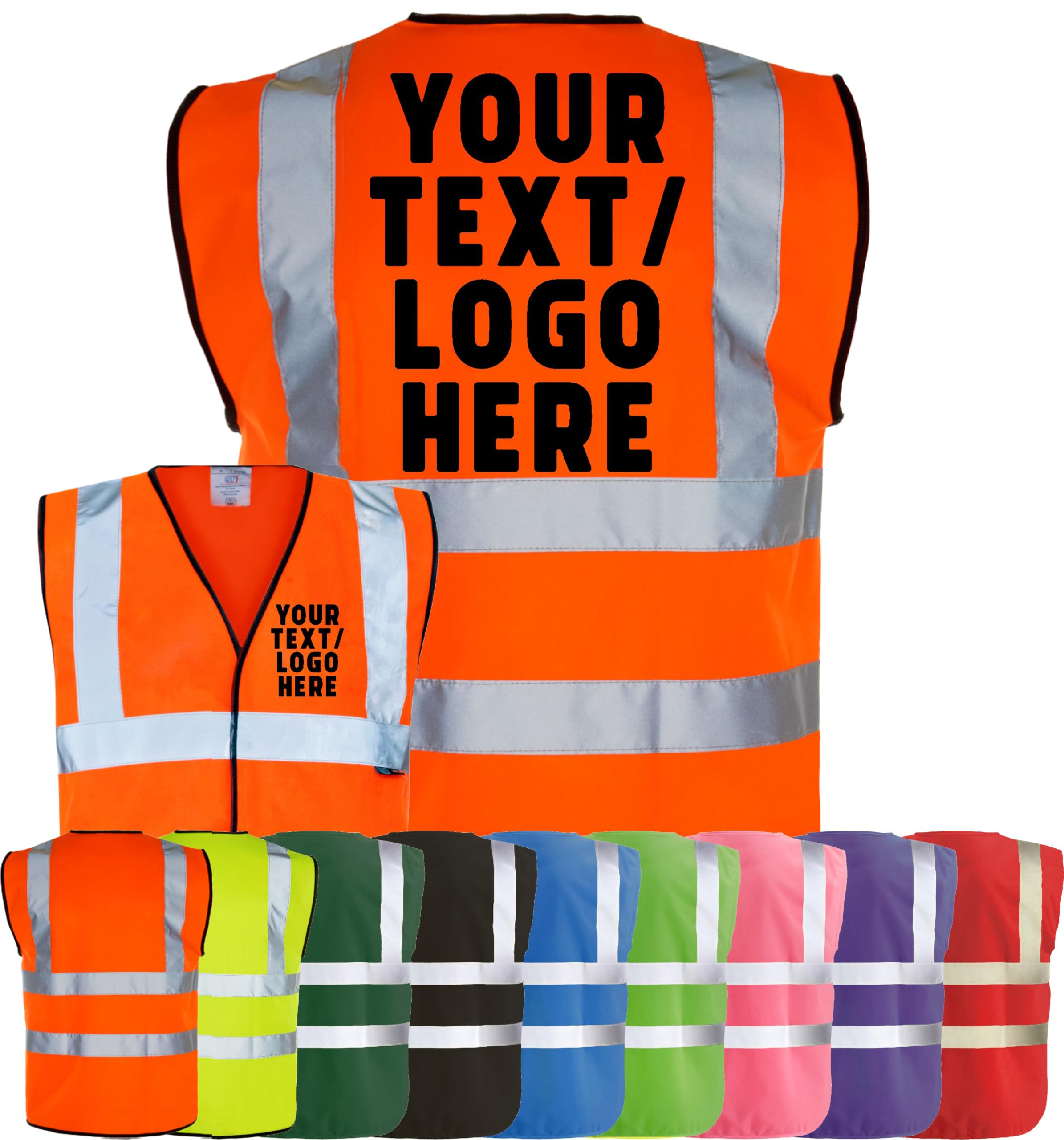 Corporate TogsPersonalised Custom Printed Hi-Vis Vest - Printed High Visibility Safety Vest with Reflective Bands & Braces, Fully EN471 Health & Safety Compliant | Safety Apparel