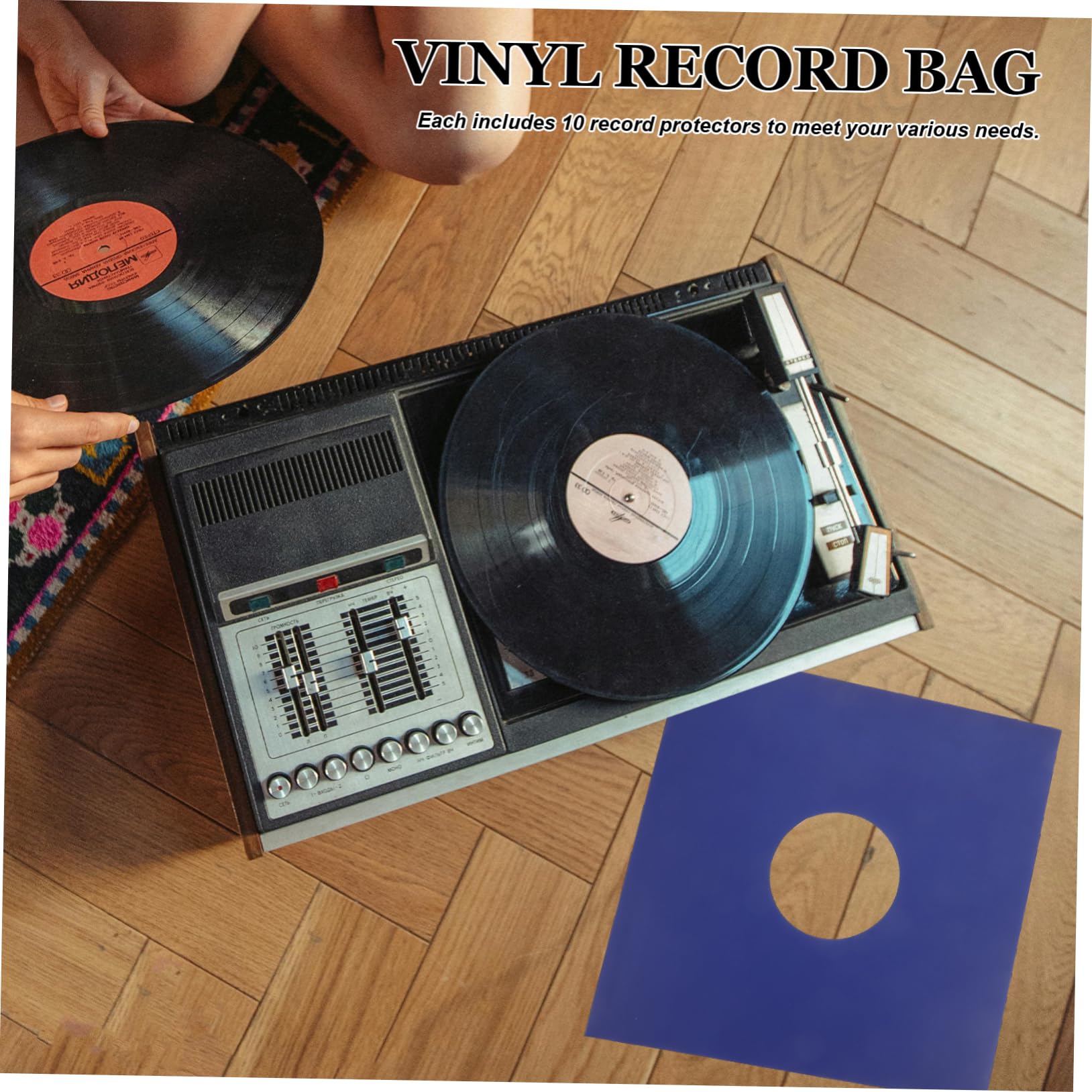 TOYANDONA Custodia Giacca per Vinile 12 Pollici in Carta Kraft Blu, Set da 10 Pezzi, Custodia Protettiva per Dischi Long Play Facile da Usare e Antipolvere per Collezioni Rock