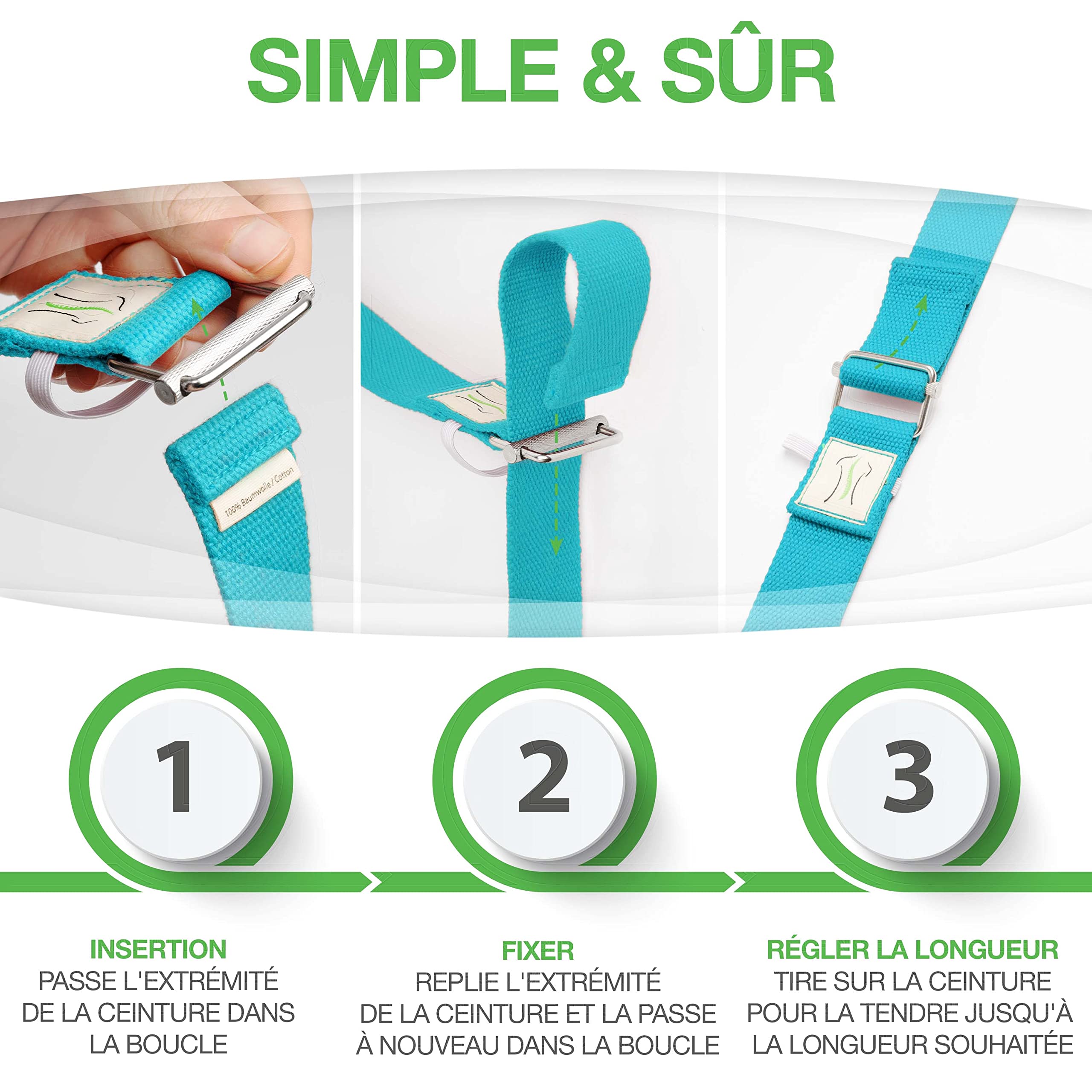 Cintura Yoga In Cotone BACKLAxx - 250x3,8 Cm, Con Chiusura Metallica, Per Stretching - Foto 8