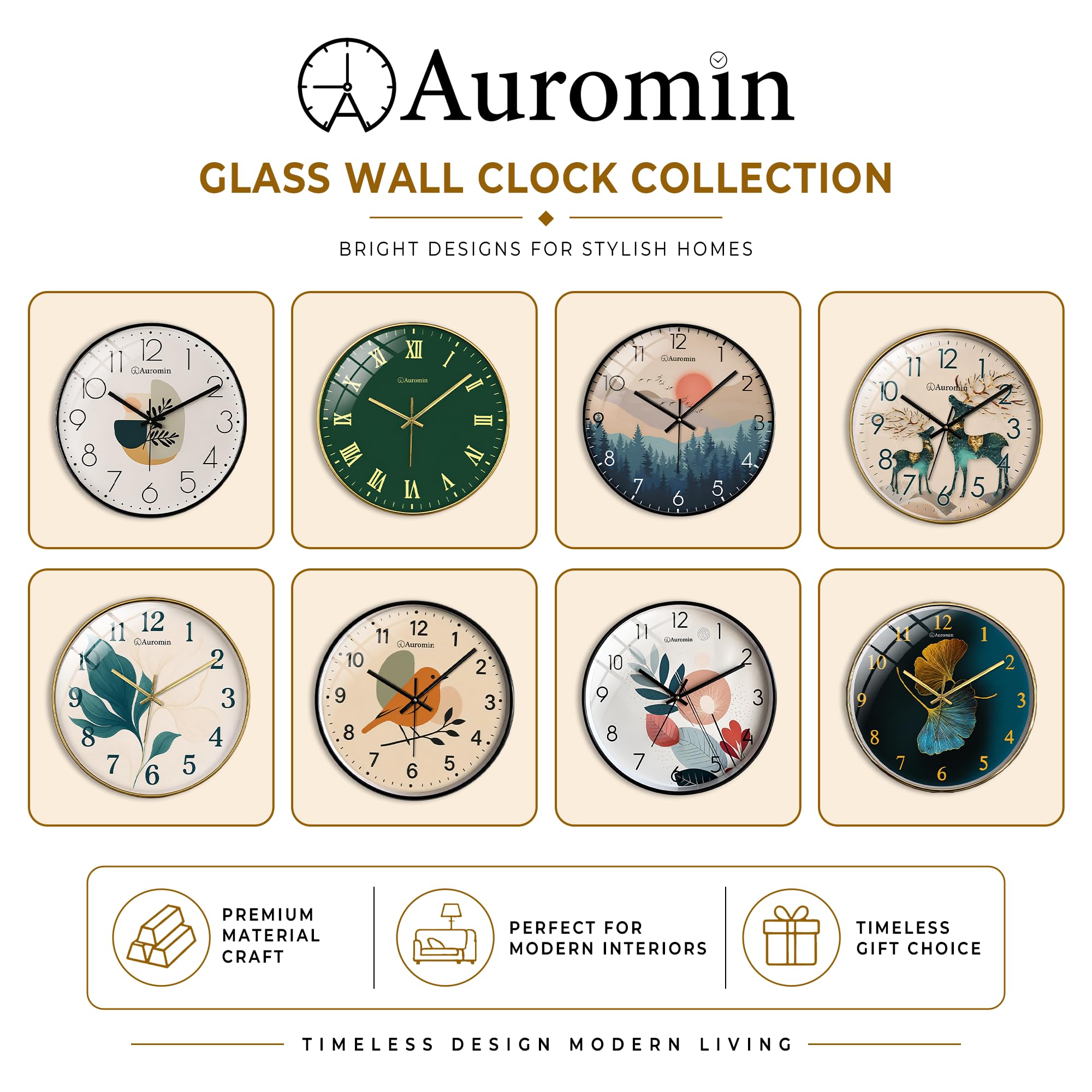 Auromin Stylish Wall Clock - Modern Design -8