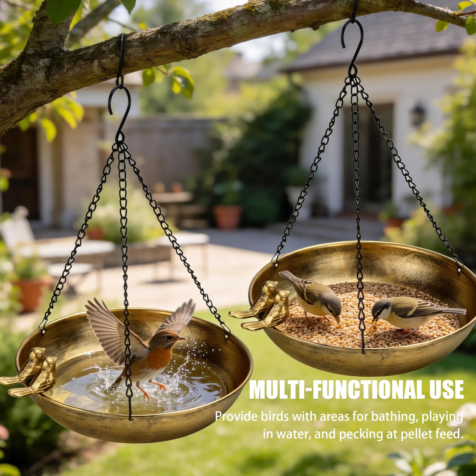 Vogeltränke Hängend Vogeltränken Winterfest Metall Wassertränke für Vögel Balkon Vogelbad für Garten Trinkschale Vögel Bird Bath Vogelwassertränken Futterspender Vögel für Wildvögel