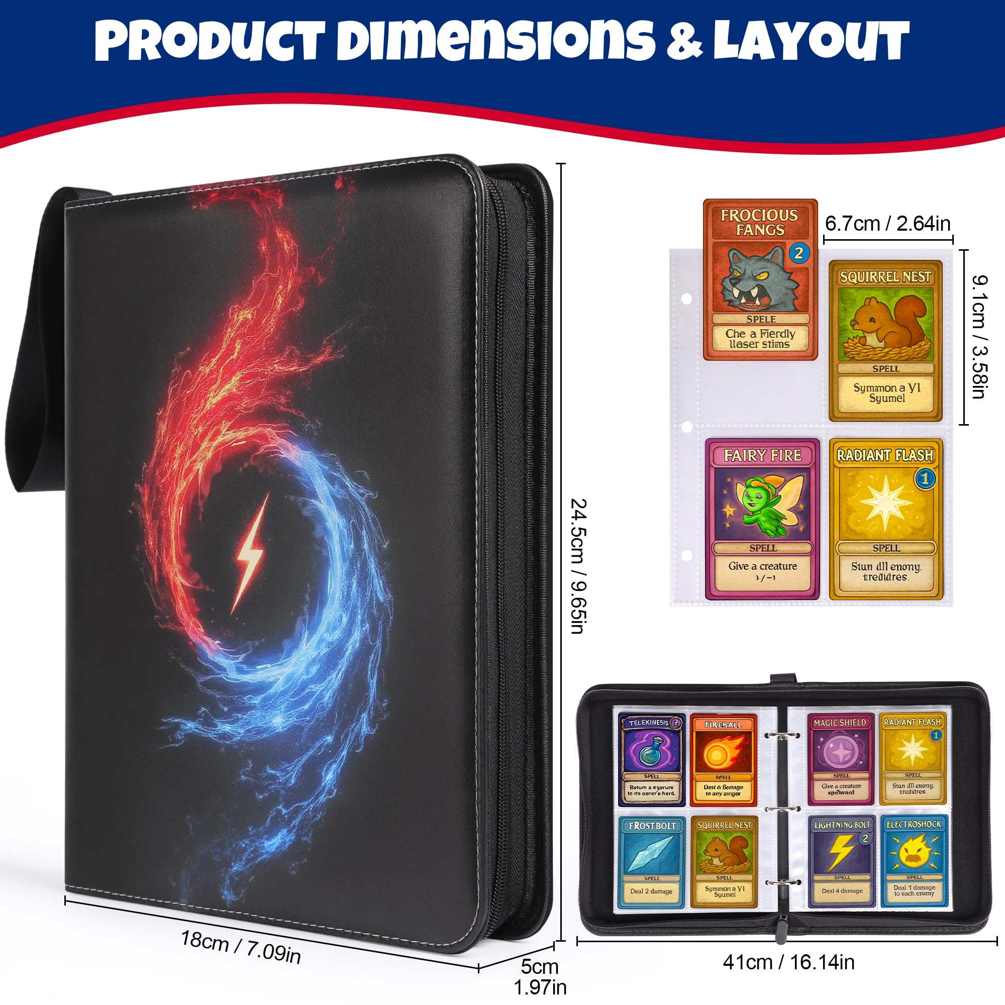 COZCLAM 440 Pockets Card Binder for TCG MTG, Sports Cards, 4-Pocket Trading Album with 55 Sleeves - Image 2