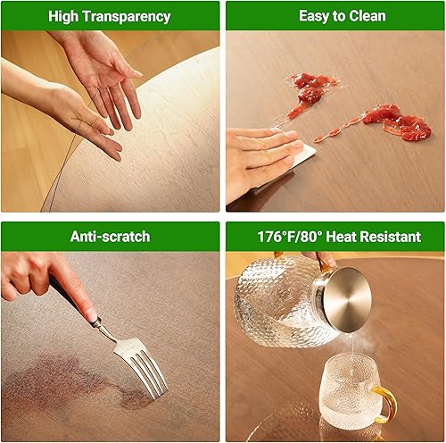 Miniatura 3 de ETECHMART Protector de mesa de PVC transparente de 38 x 60 pulgadas, almohadilla de escritorio de plástico personalizado de 0.079 in de grosor,