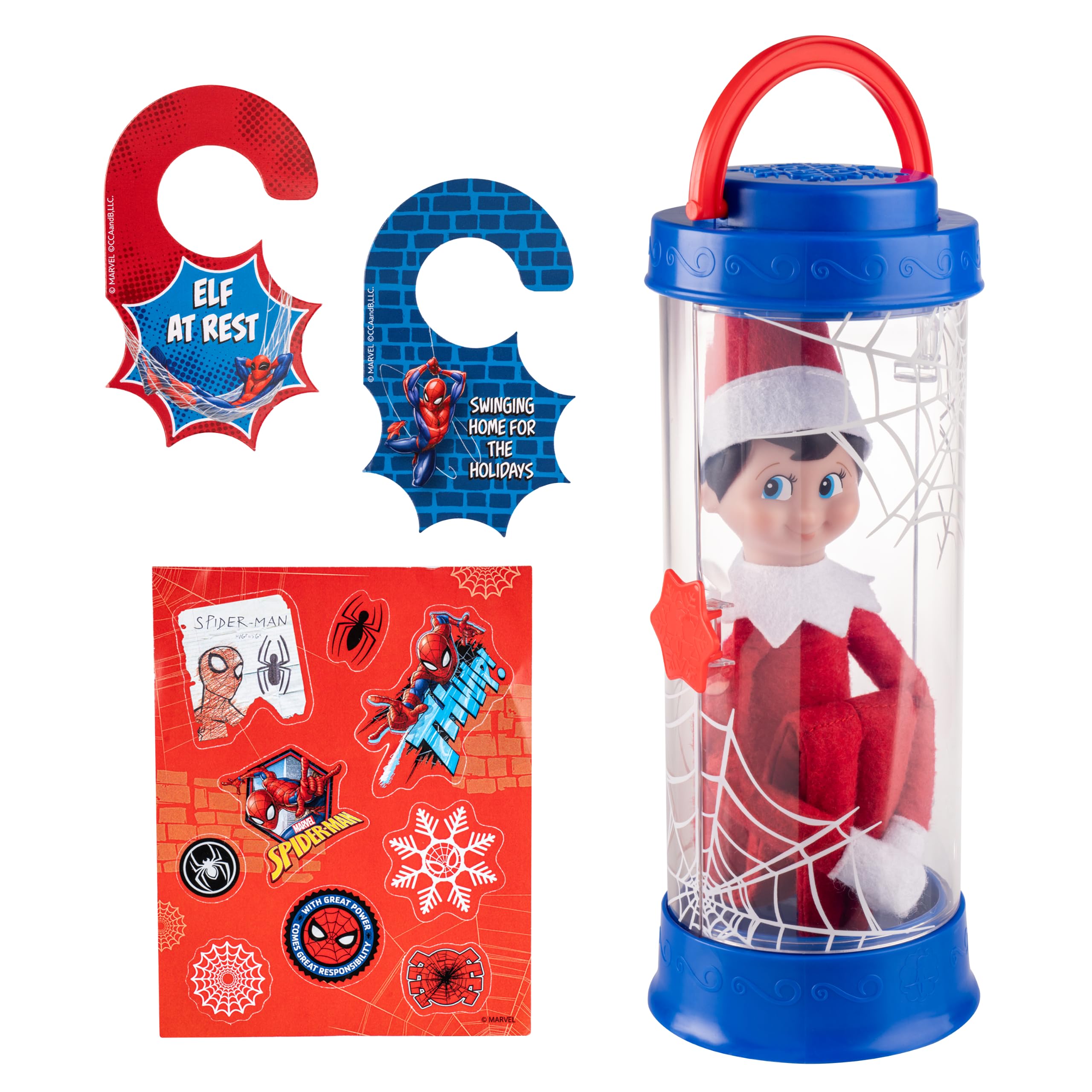 The Elf on the Shelf Marvel Spider-Man Scout Elf Carrier | Official travel container with stickers and tags, ages 3+, Scout Elf not included