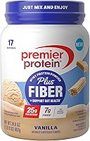 Premier Protein Powder Plus Fiber Vanilla: 25g Whey Protein, 7g Prebiotic Fiber for Gut Health, No Added Sugar (17 Servings)