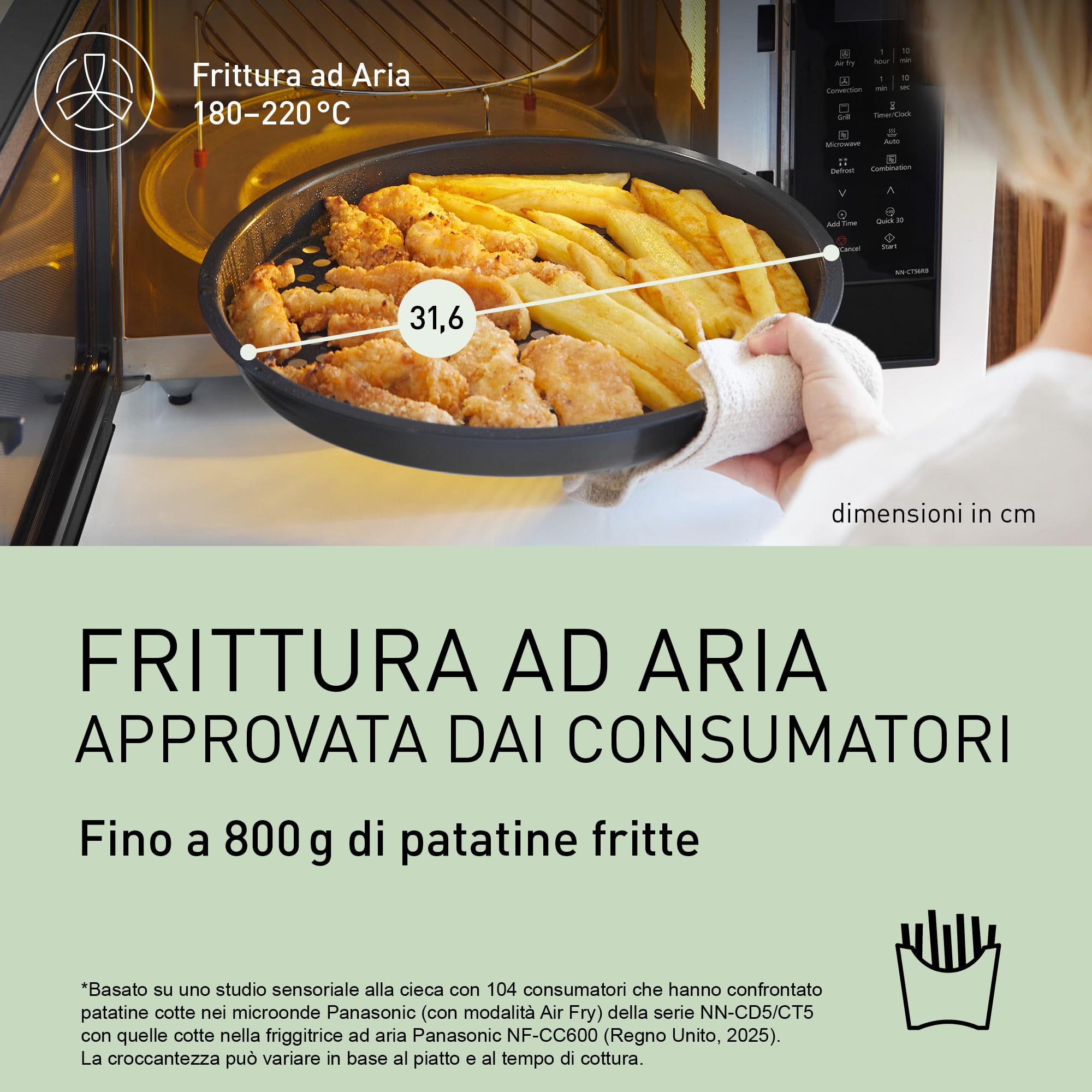 Panasonic NN-CT56RBEPG 27L 4-in-1 Microonde Combinato Inverter con Friggitrice ad Aria, 1000W, 19 Programmi Auto, Cottura Convezione Grill, Design Salvaspazio Compatto, Nero