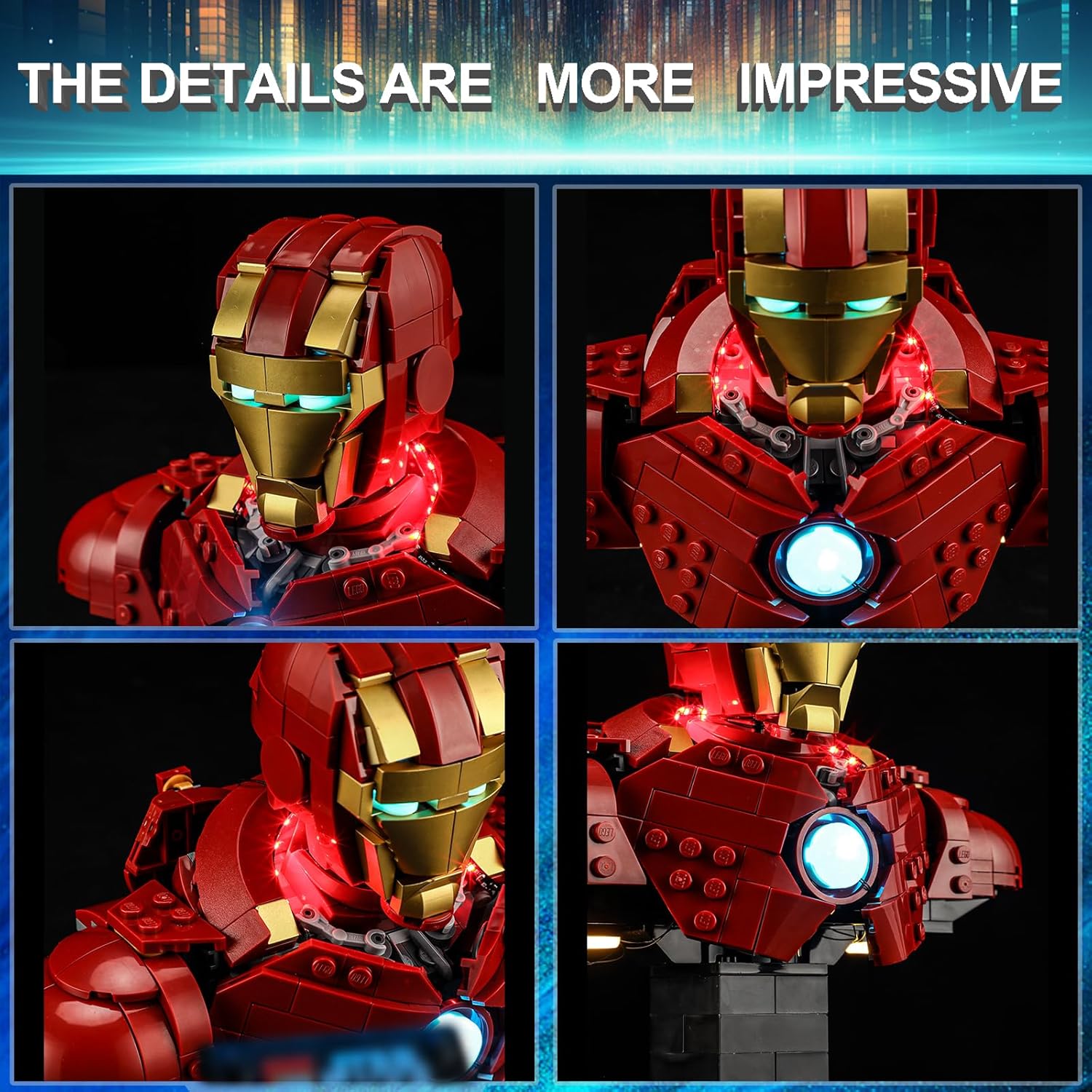 LED Light Kit for Lego 76327 Iron Man MK4 Bust, Compatible with Lego 76327 Building Blocks Model(Not Include Blocks Set)