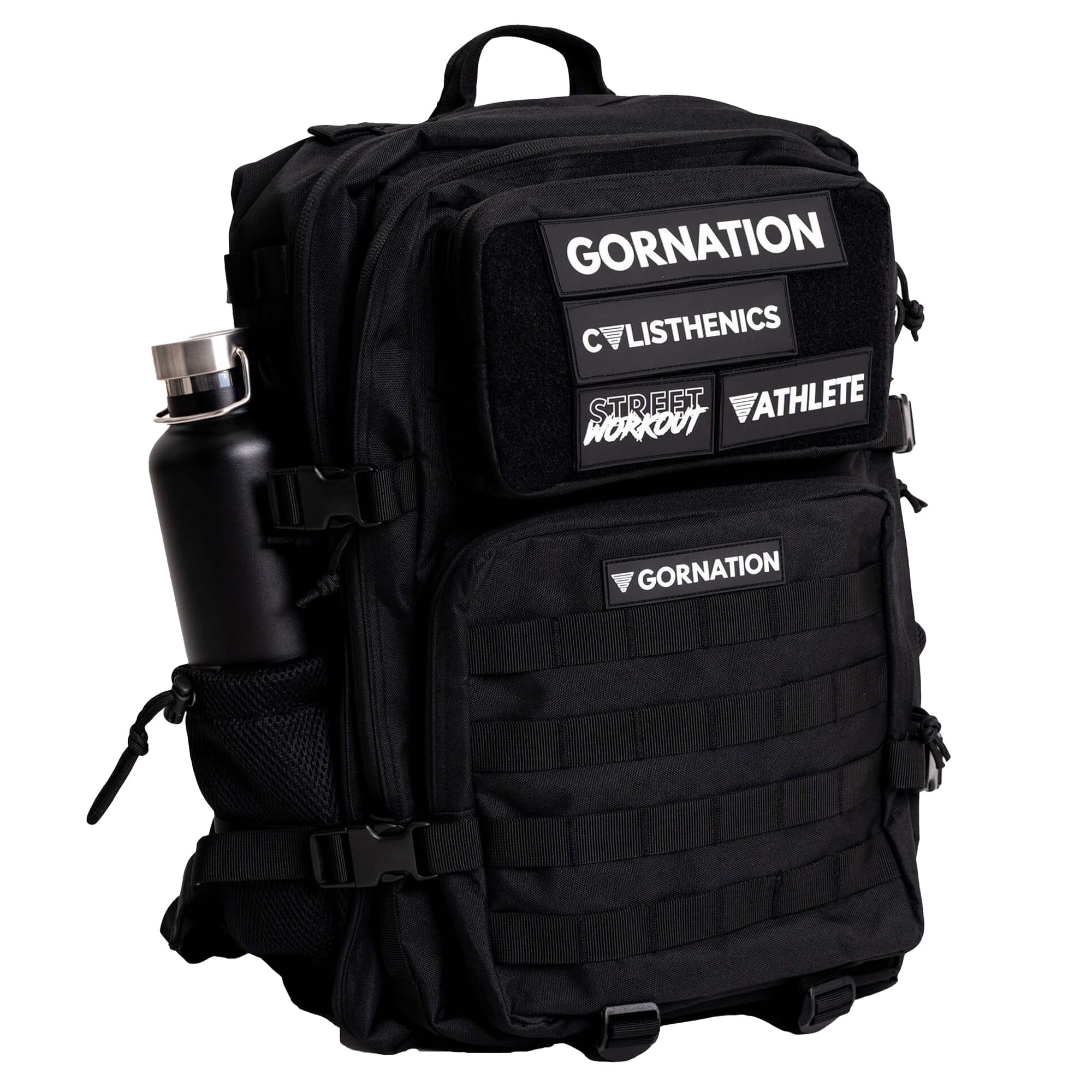 GORNATION Mochila Táctica 40L, Tactical Backpack, Mochila para Gimnasio, Fitness, Deportes, Senderismo, Trekking, Camping y Actividades al Aire Libre, Viaje o Deporte, incl. 4 Parches de Velcro