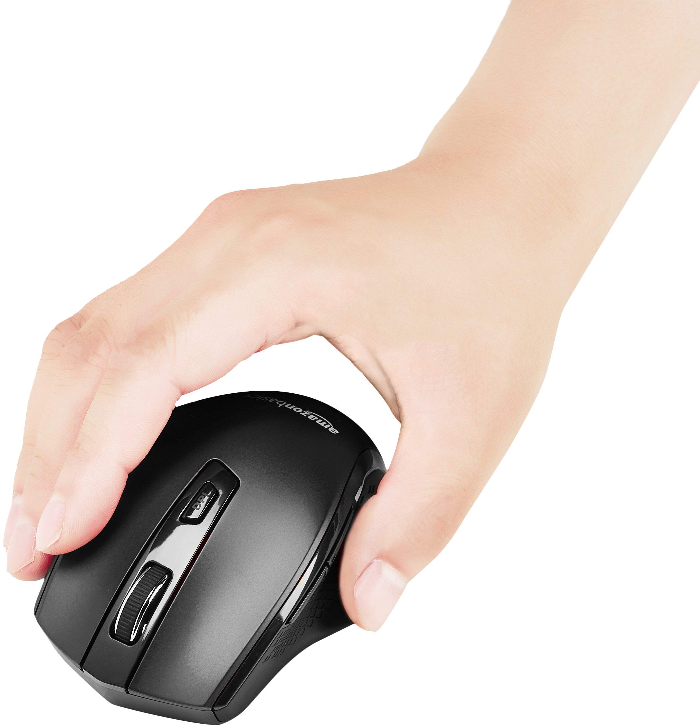 Amazon Basics Mouse wireless ergonomico DPI regolabile Nero
