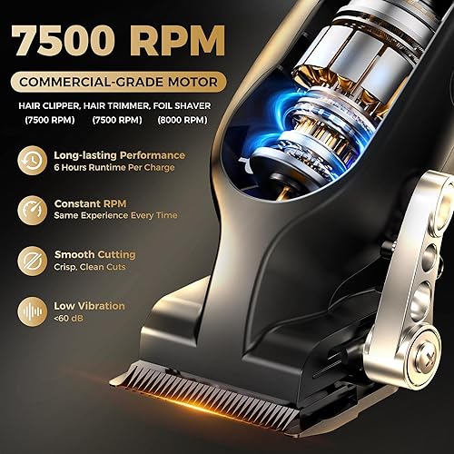 Miniatura 3 de Cortapelos para Hombres Profesional, Juego de Cortapelos y Recortadoras de Barbero, Cortapelos Inalámbricos, Kit de Corte de Cabello, Kit de