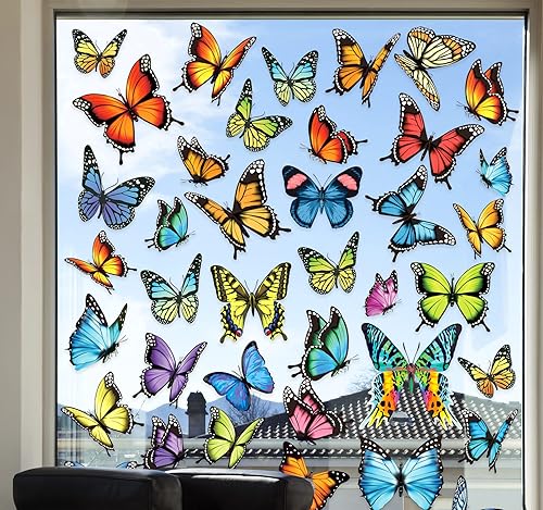 Miniatura 6 de 86 calcomanías de mariposa de resorte para ventana, calcomanías anticolisión, calcomanías de doble cara para evitar golpes de pájaros en el vidrio,