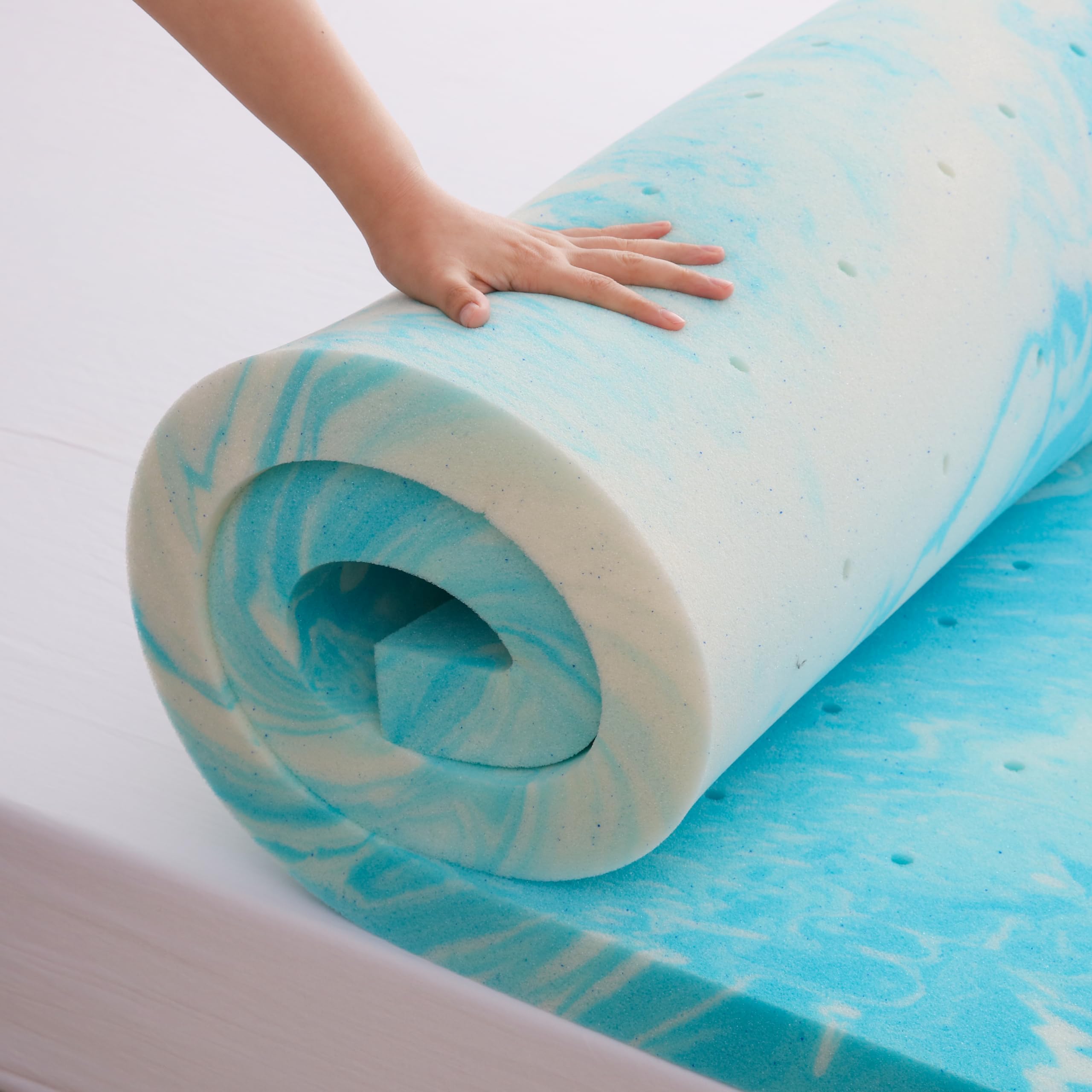 Hcore Mattress Topper Full - 4 Inch Gel Memory Foam Mattress Topper Full Size for Back Pain, CertiPUR-US Certified, Blue