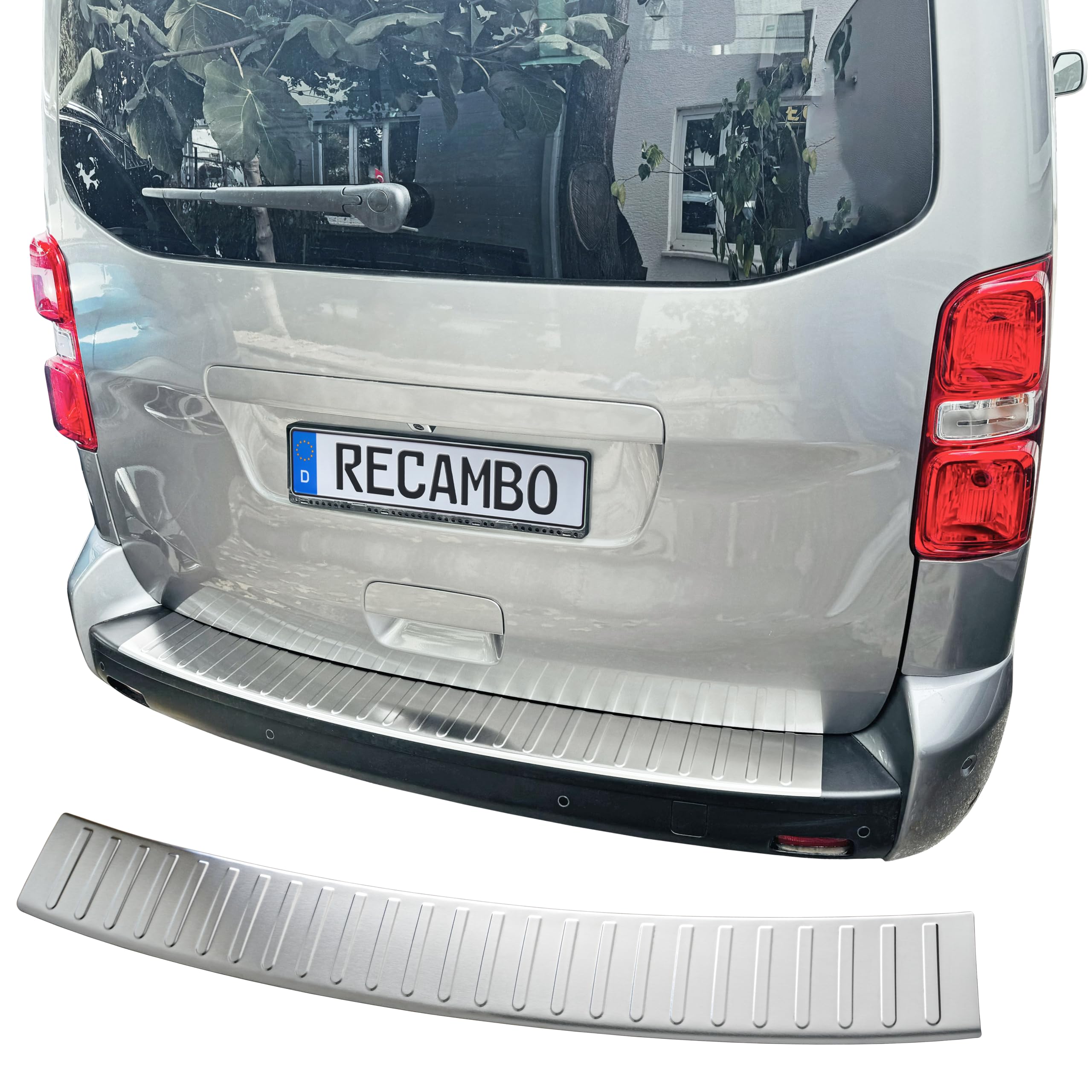RECAMBO Protezione per paraurti in acciaio inox spazzolato opaco con texture compatibile con Peugeot Traveller anno di costruzione dal 2016 Styling e protezione per il paraurti