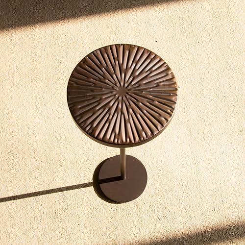 Miniatura 4 de Mesa de metal para bebidas, mesa auxiliar marrón, mesa moderna de Martini pequeña para espacios pequeños, sala de estar, sofá, patio, color marrón