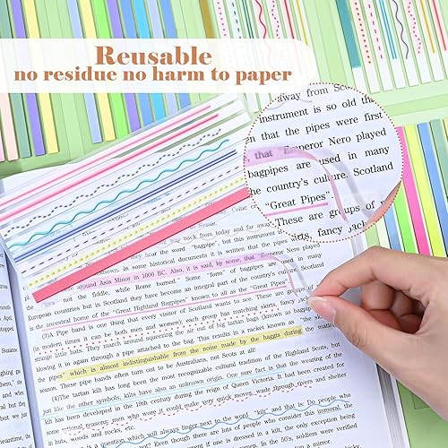 Miniatura 5 de BAYTORY 1280 tiras transparentes para resaltar, juego de cinta iluminadora para anotar libros, notas adhesivas largas transparentes, marcadores de