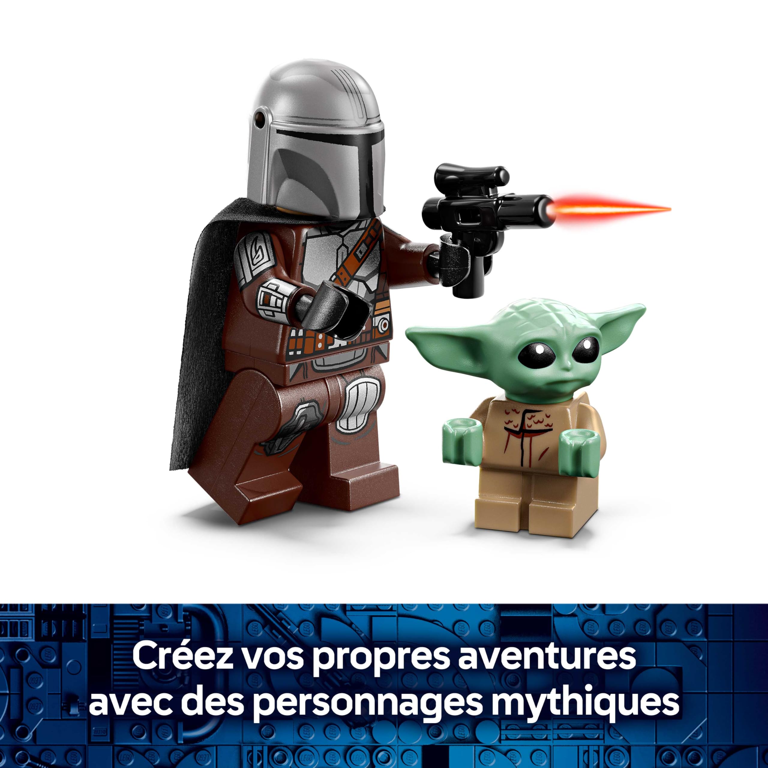 LEGO Star Wars 75436 Le Speeder Bike du Mandalorien et Grogu - Jouet de Construction - Figurine de Grogu & Minifigurine de Din Djarin avec Blaster - Cadeau d'anniversaire pour Garçon dès 6 Ans & Fans