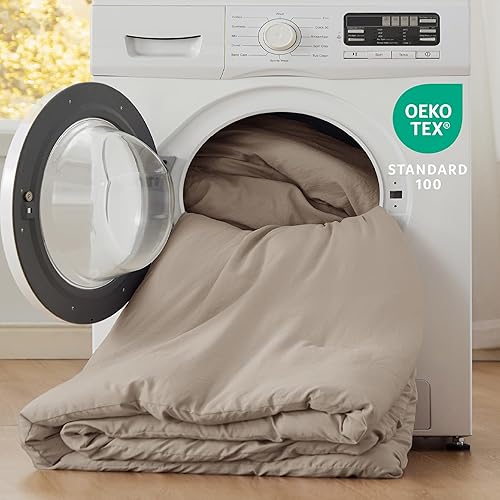 Miniatura 5 de Bedsure Juego de edredón de cama King, edredón reversible prelavado caqui para todas las estaciones, juego de cama suave y cálido de 3 piezas, 1