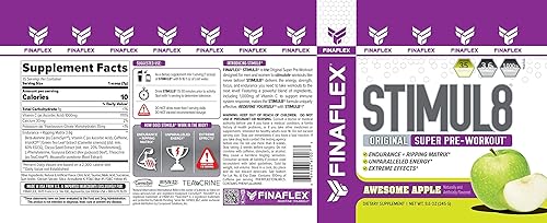 Miniatura 2 de FINAFLEX STIMUL8 Original Super Pre-Entrenamiento, Awesome Apple - Energía, fuerza y resistencia para hombres y mujeres - con cafeína, beta-alanina