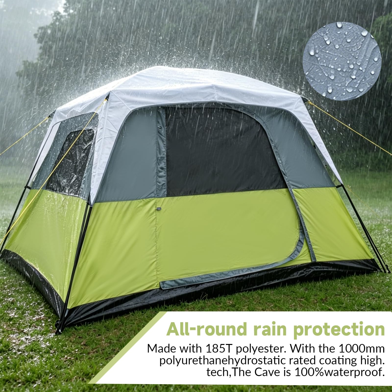 DanCoom Tente 4/6 personnes, montage facile, imperméable, avec protection contre la pluie, grande tente familiale portable double couche pour camping, arrière-cour, extérieur et randonnée - 300 x 270