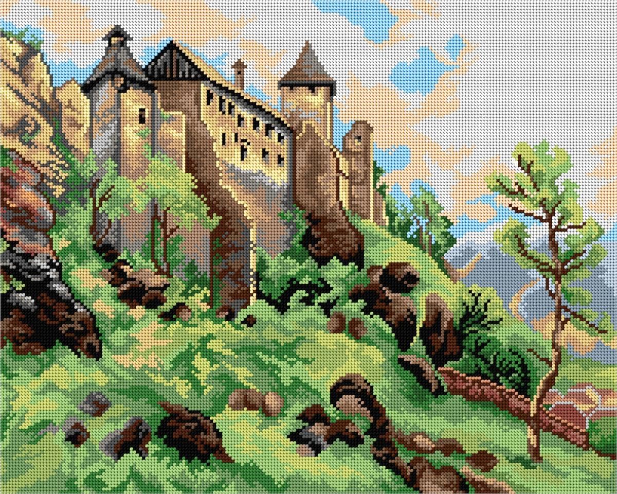 Wizardi Needlepoint Canvas for halfstitch Without Yarn Petersberg Castle 3488M Orchidea