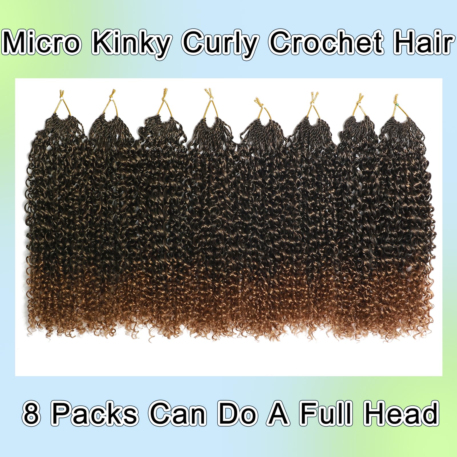 FLWAI Pre Looped Micro Kinky Curly Crochet Hair for Mini Passion Twist 8 Packs 12 Inch Kinky Twist Synthetic Wavy Curly Crochet Hair Extensions for Black Women (1B/T30 - Image 4