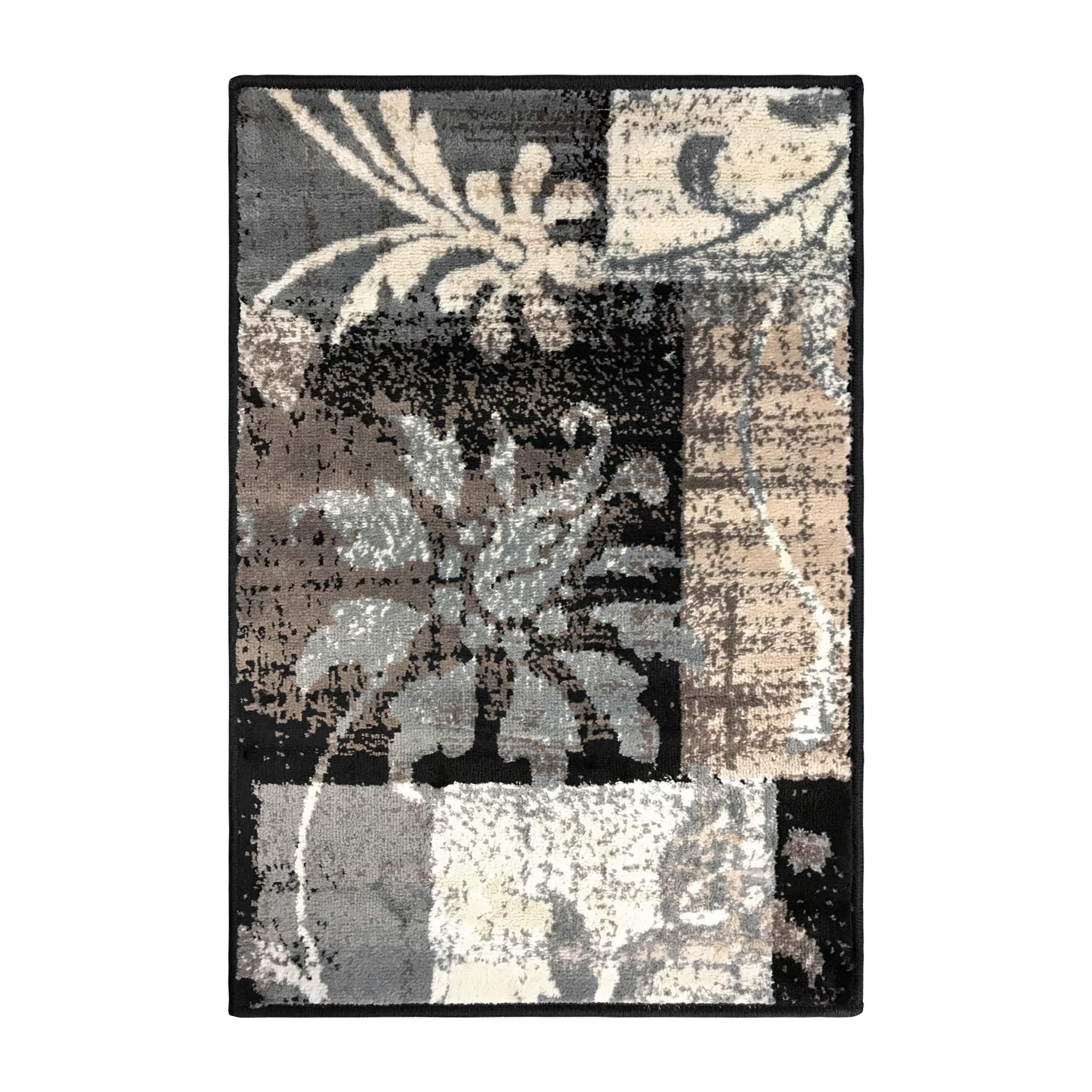 Superior Indoor Area Rug, Jute Backed, Perfect for Office, Living/Dining Room, Bedroom, Kitchen, Hallway, Entryway, Floor, Modern Floral Patchwork