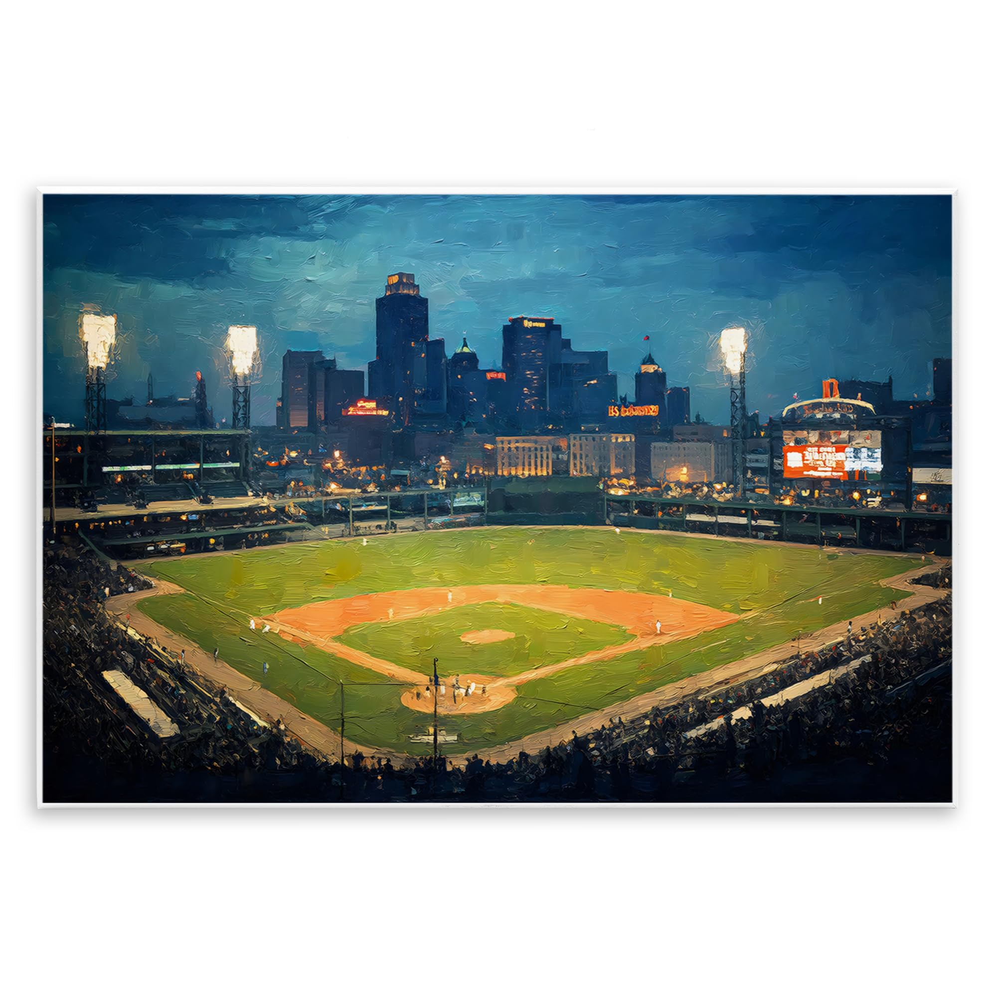 Stade de baseball la nuit plaque murale Stupell Industries déco sport 25x38cm