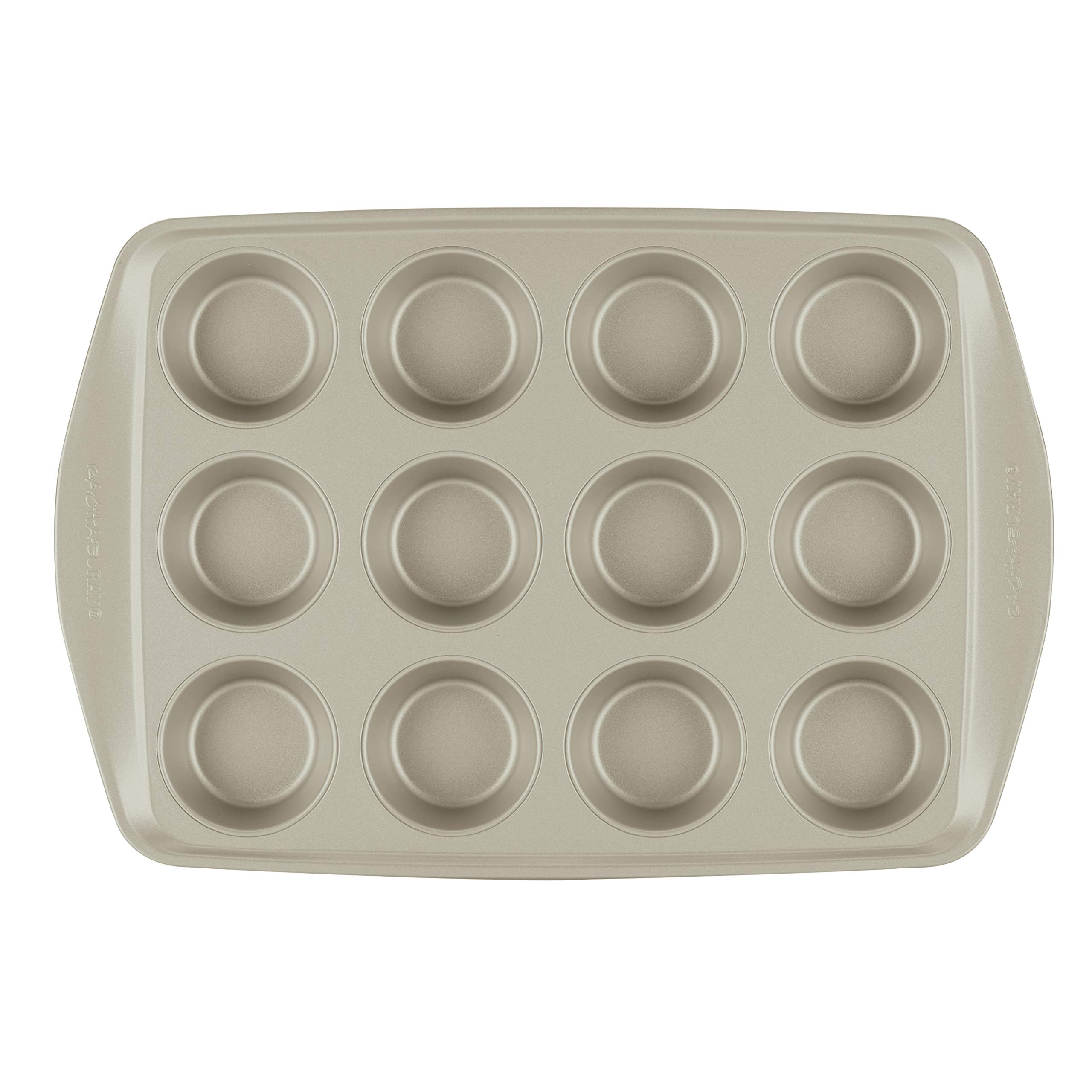 Rachael Ray Antihaft-Backformen-Set ohne Griffe, inkl. Antihaft-Backform mit Deckel und Muffinform/Cupcake-Form, 3-teilig, silberfarben
