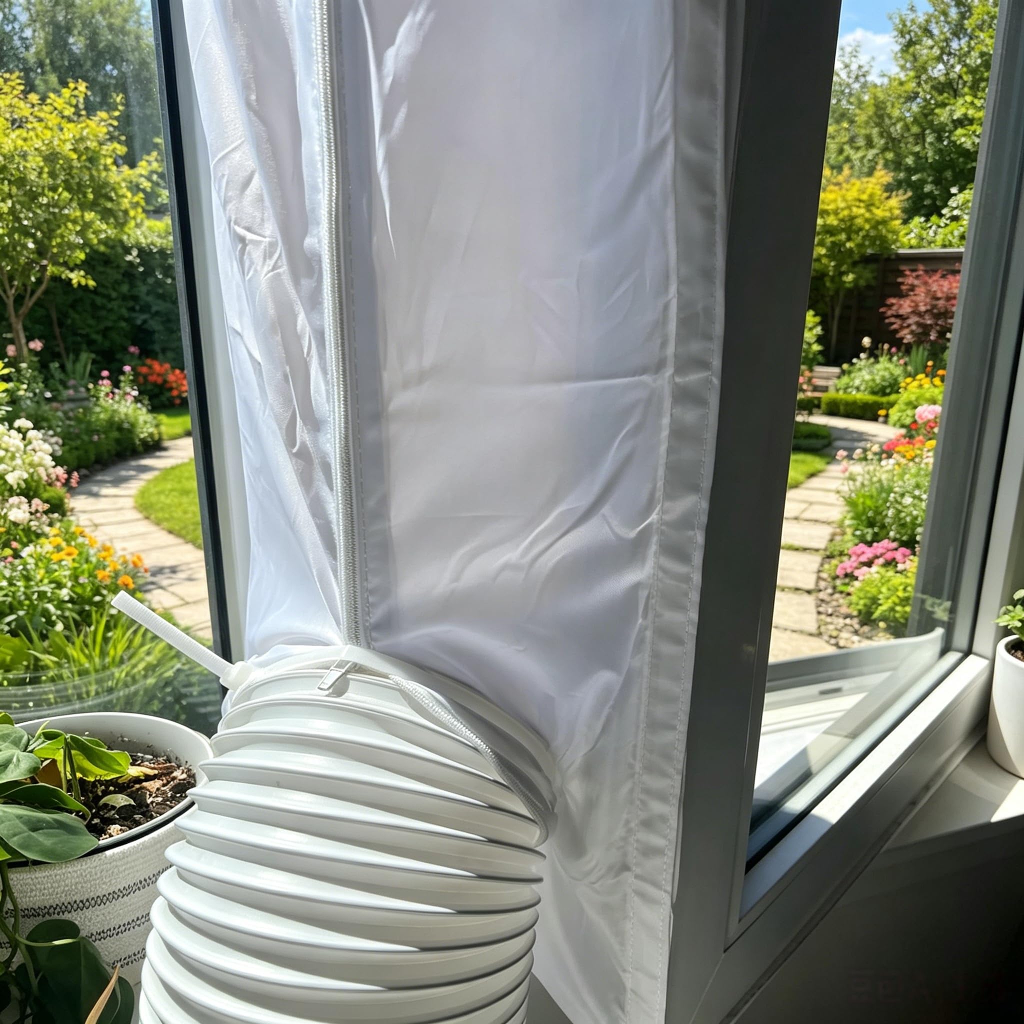 Klimaanlage Fensterabdichtung für Mobile Klimageräte, Hot Air Stop Window Seal, Doppel-Reißverschluss, 400 cm