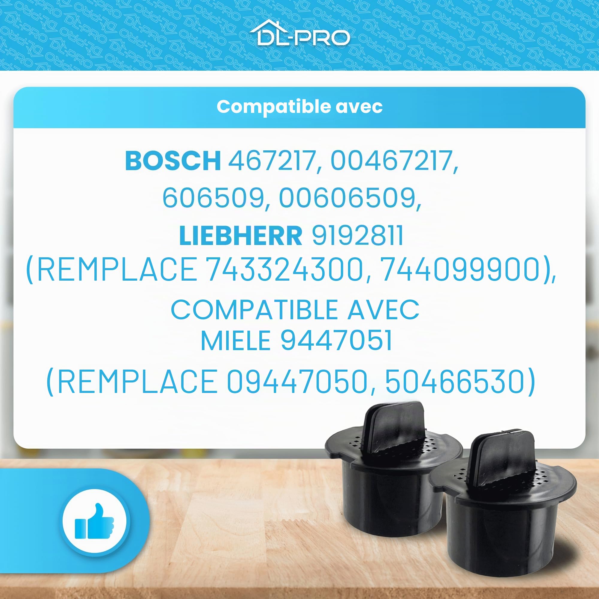 DL-pro Lot de 2 filtres à charbon actif ronds compatibles avec Liebherr 7433243 - 51 mm - Pour réfrigérateur à vin, réfrigérateur, congélateur