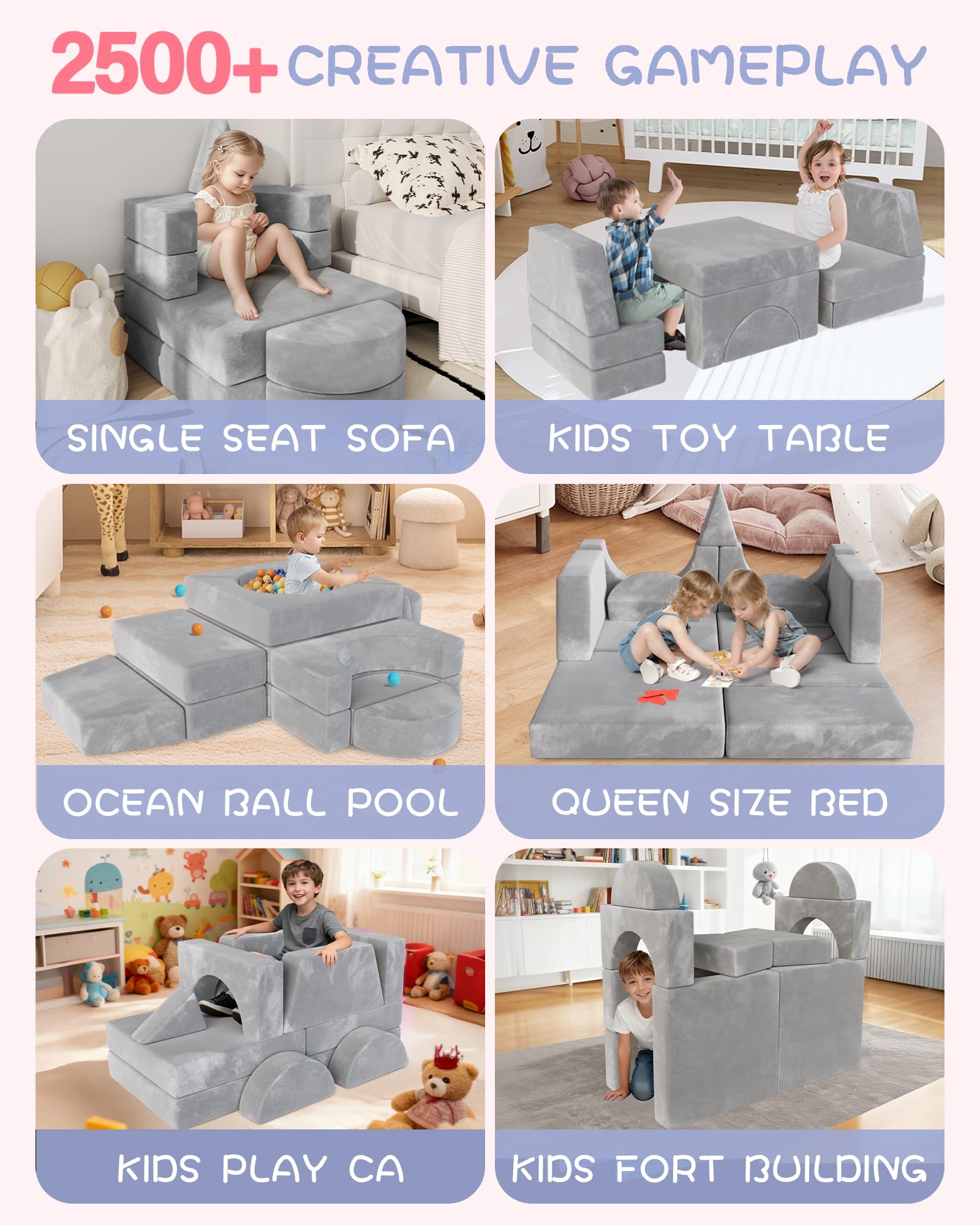 Amazon.co.jp: YEFU モジュラーキッズプレイカウチ 15個 幼児&子供用