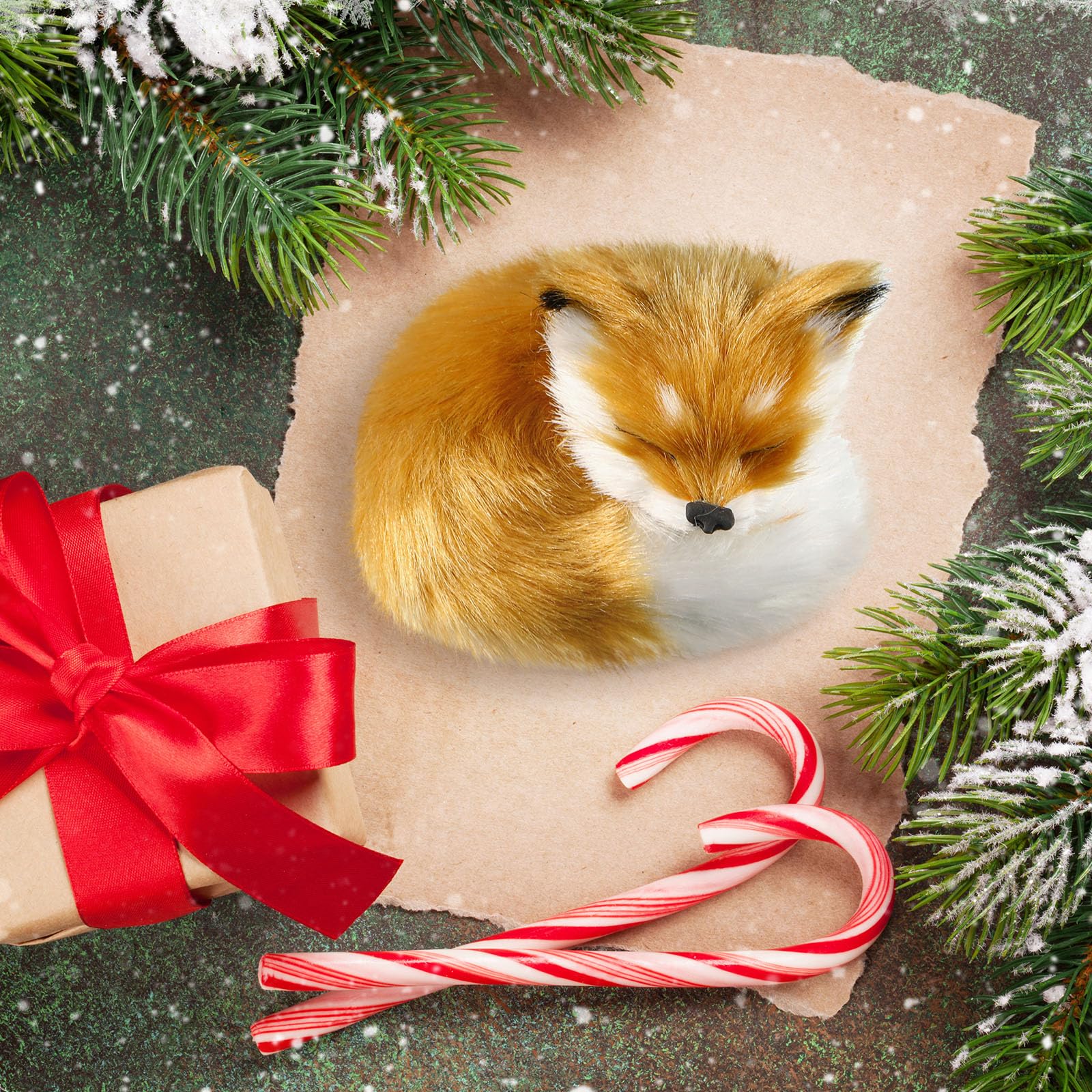 4 Pcs Stuffed Fox Plush Ornament Simulation Furry Fox Decorations Animals Plush Mini Squint Sleeping Plush Static Figures Model for Home Birthday Graduation Favors - Image 7