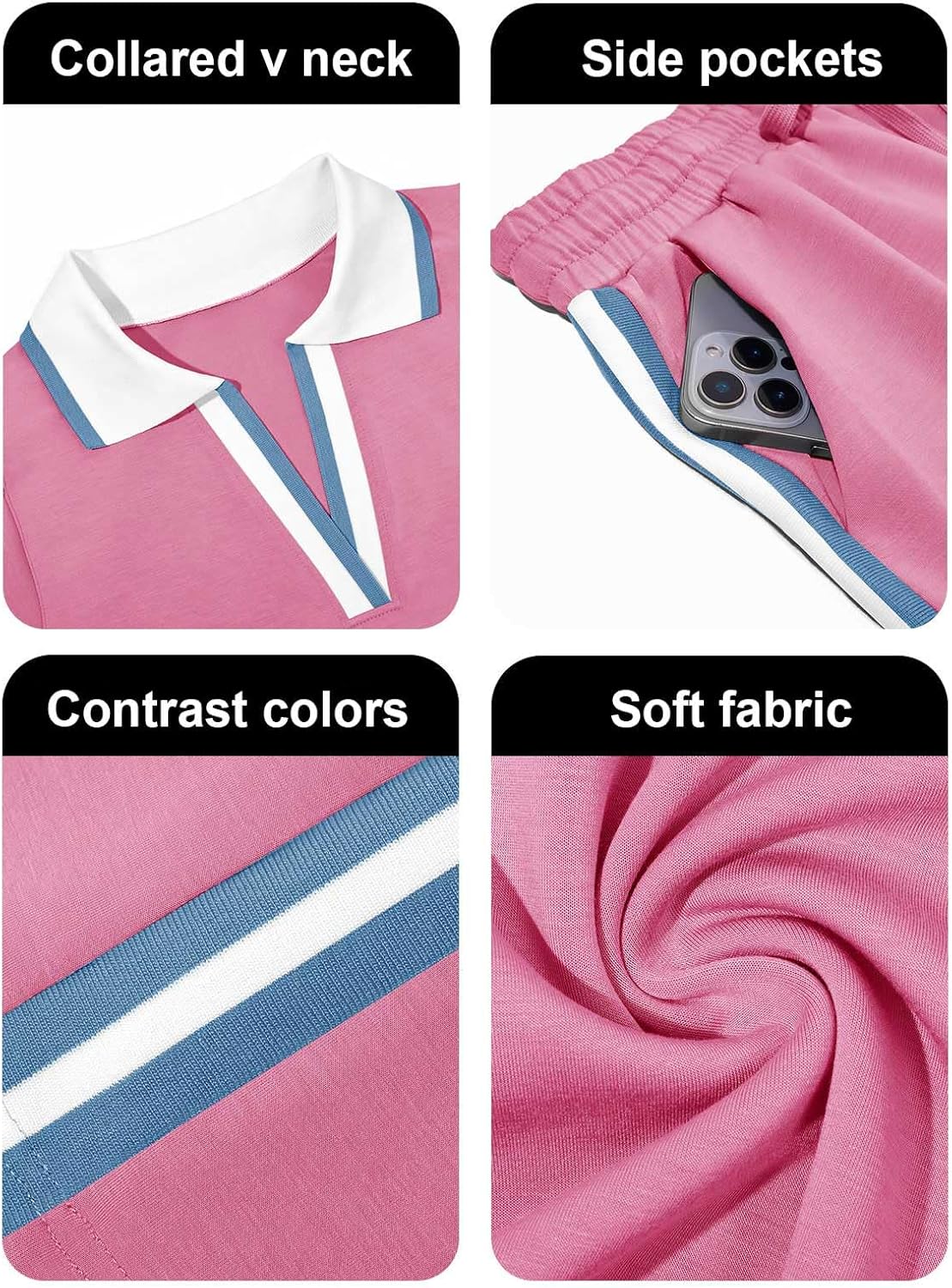Fisoew Womens 2 Piece Skirt Set Summer Cap Sleeve Tops Matching Tennis Skirts Casual Color Block Vacation Outfits Lounge Sets - Image 5