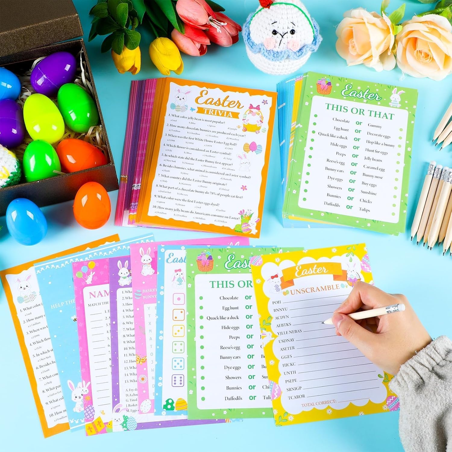 Easter Trivia / Word Scramble / Maze Cards
