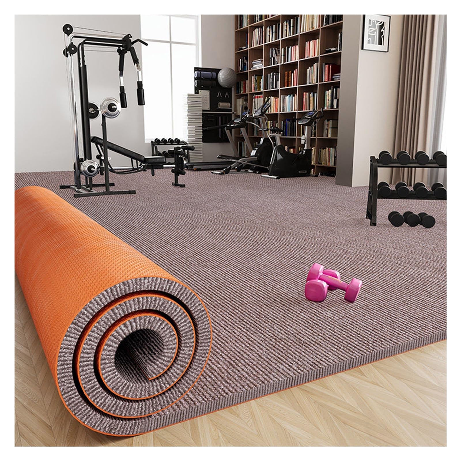 Rutschfest Teppich Lang Bodenschutzmatte Innen,Verdickter Schallschutz TPE-Läufer Walkingpad Schmutzfangmatte für Wohnzimmer Schlafzimmer Eingang Küchen Läufer-Zuschneidbar(Beige-Browm,60x200cm)