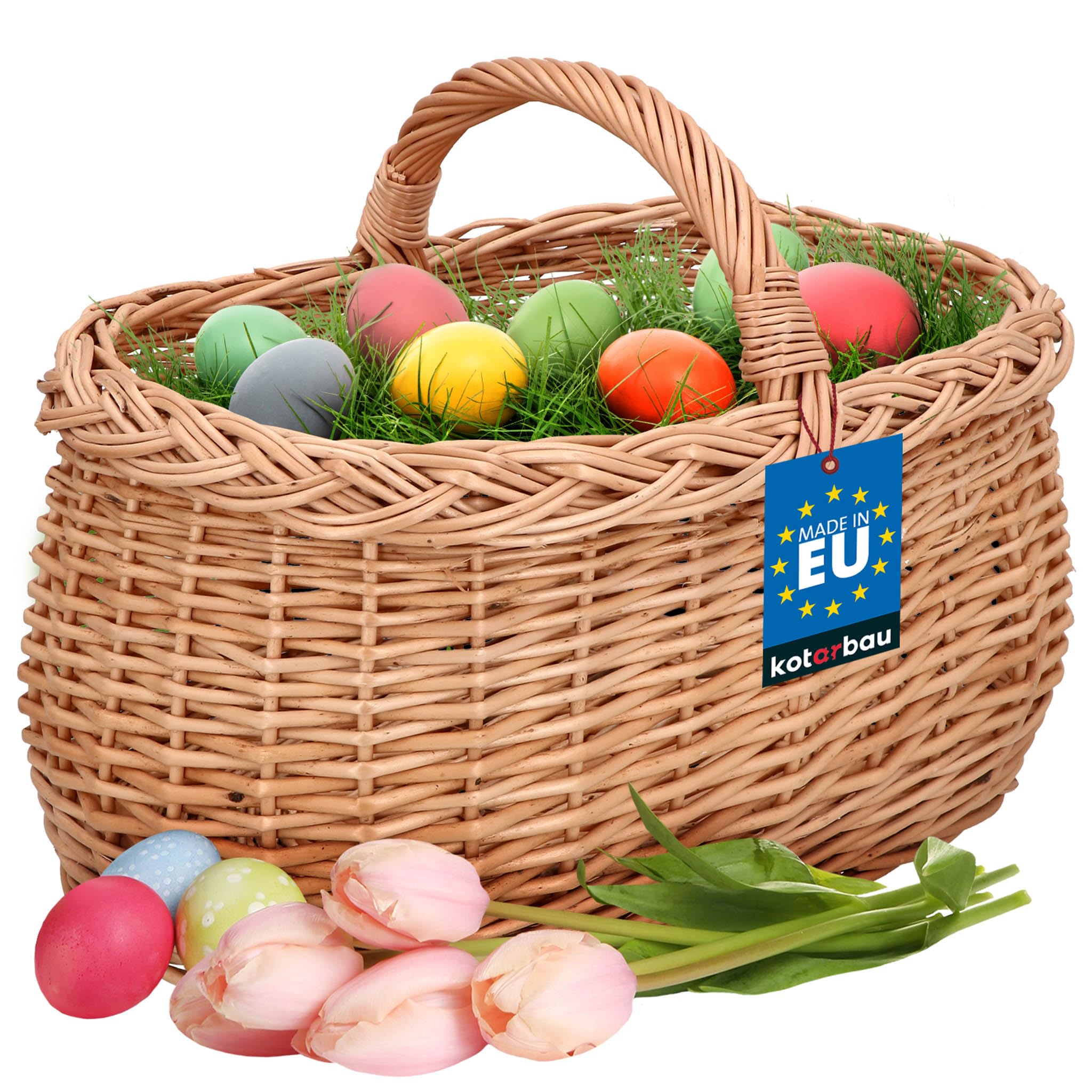 Kotarbau Natural Colour Kotarbau® Wicker Basket For Shopping In Spacious And Comfortable